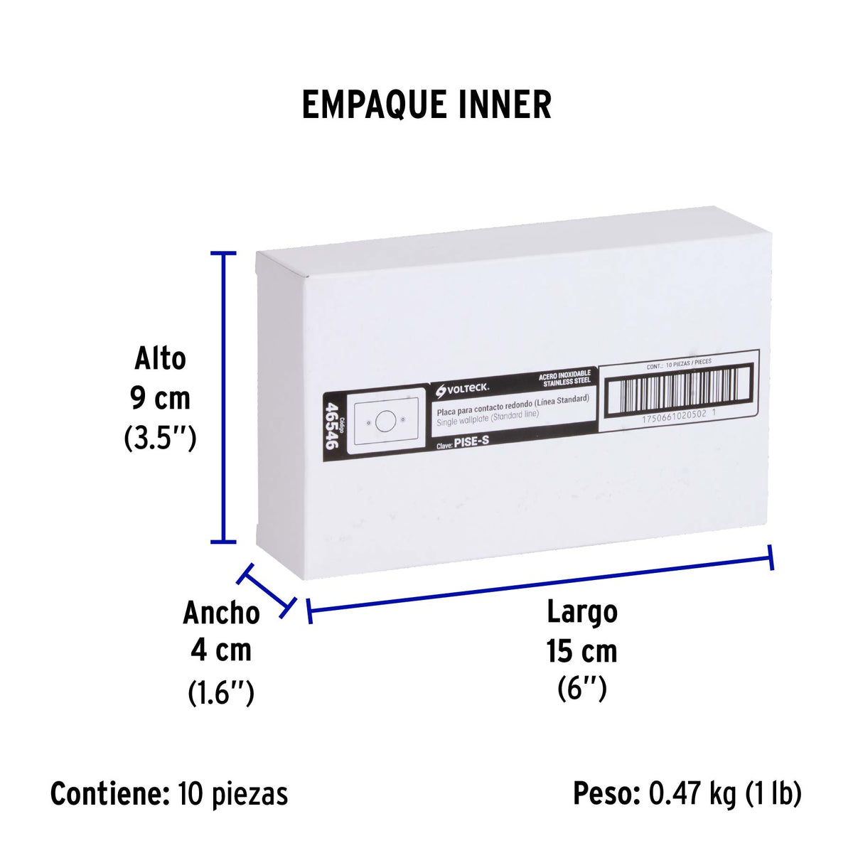 Placa de Acero Inoxidable para contacto sencillo, Standard