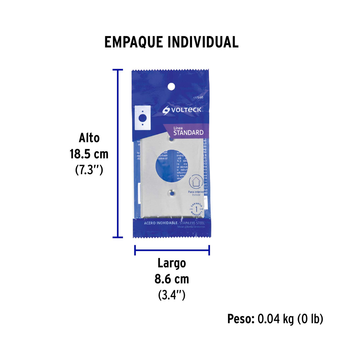 Placa de Acero Inoxidable para contacto sencillo, Standard