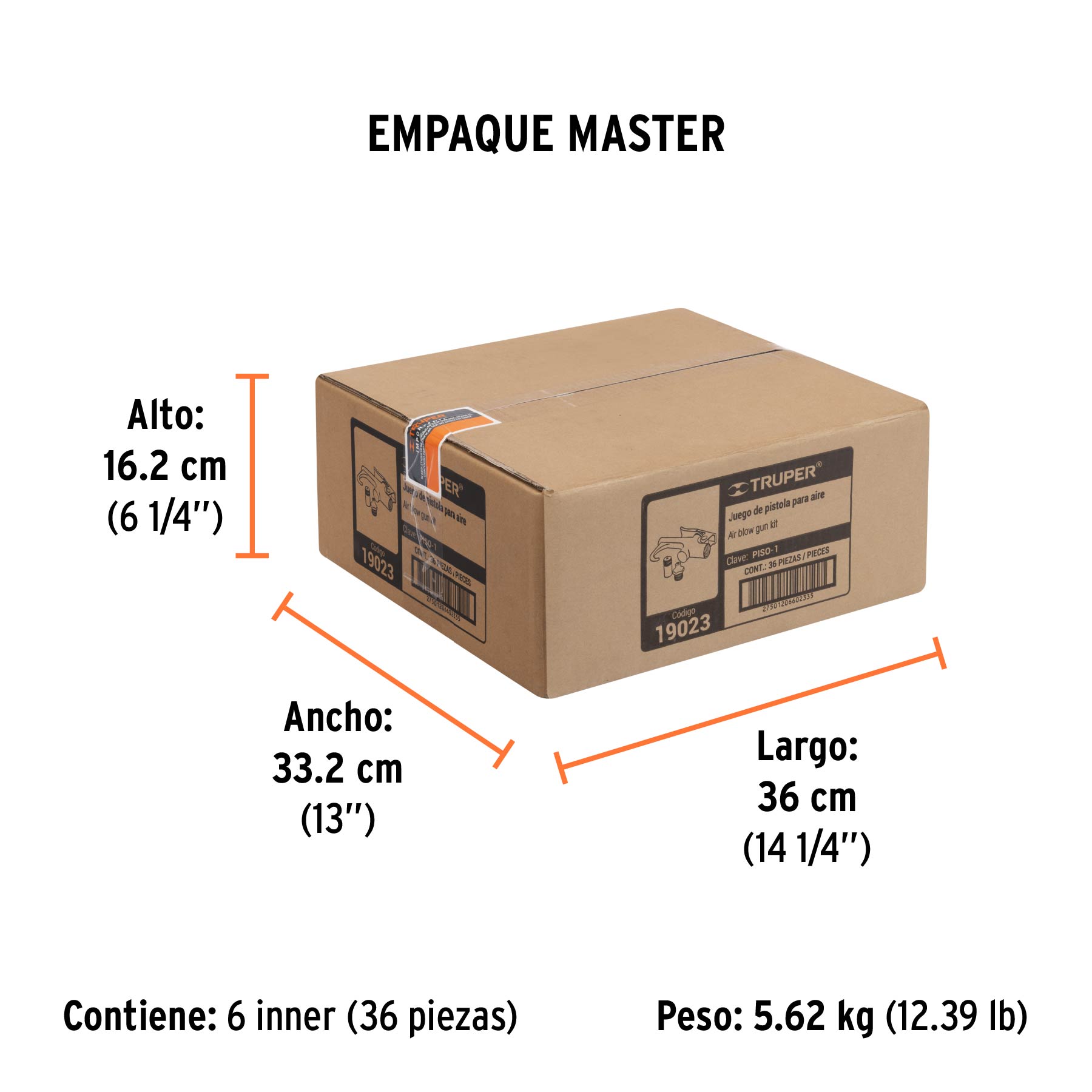 Pistola metálica para sopletear, cuerda 1/4 npt