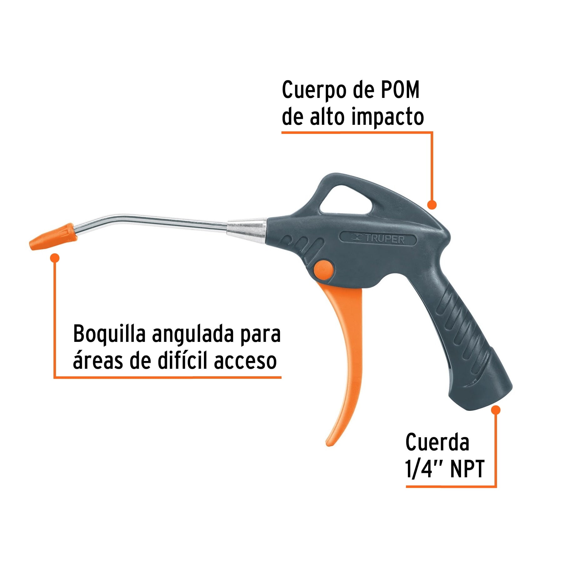 Pistola para sopletear, mango plástico, 6"