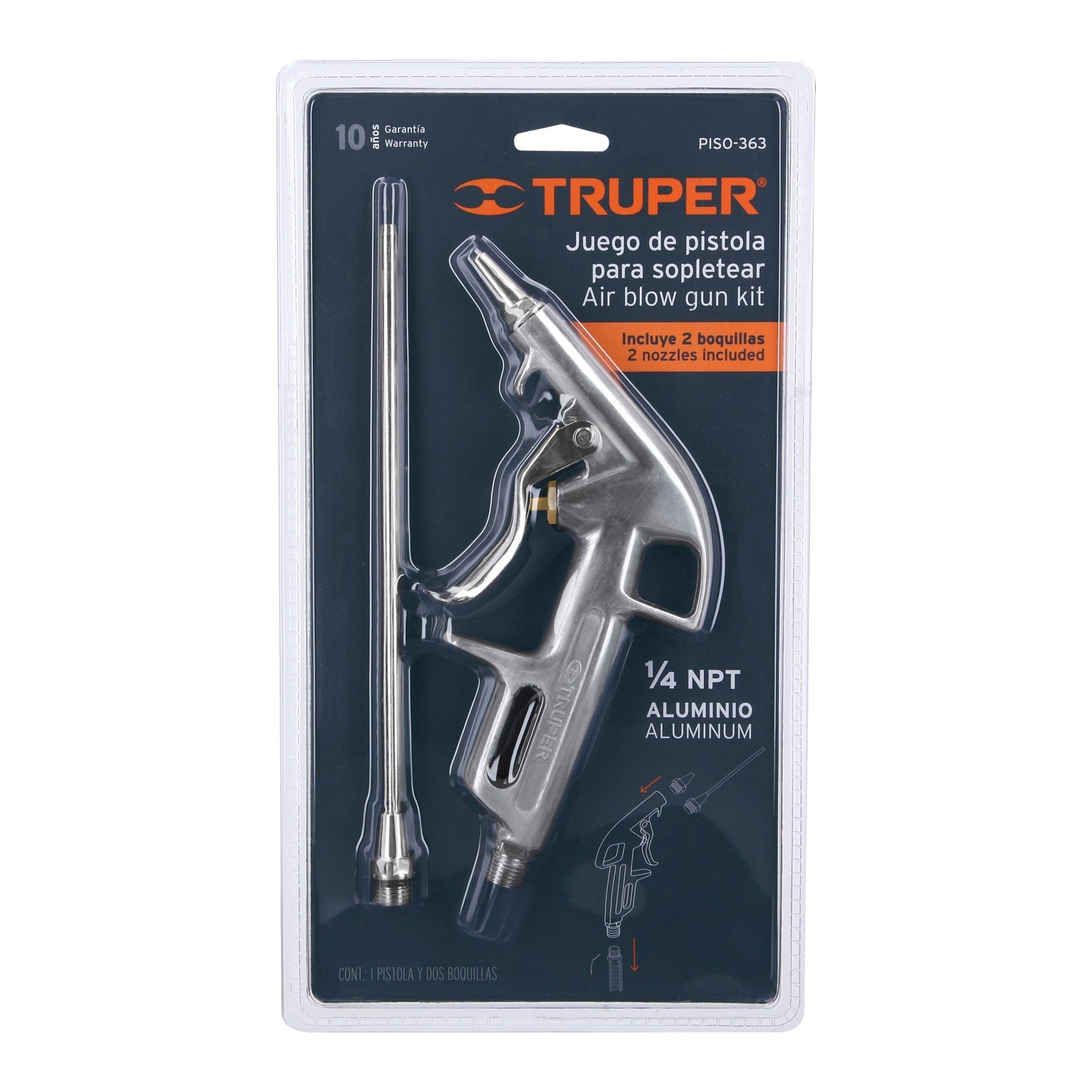 Pistola para sopletear con 2 boquillas