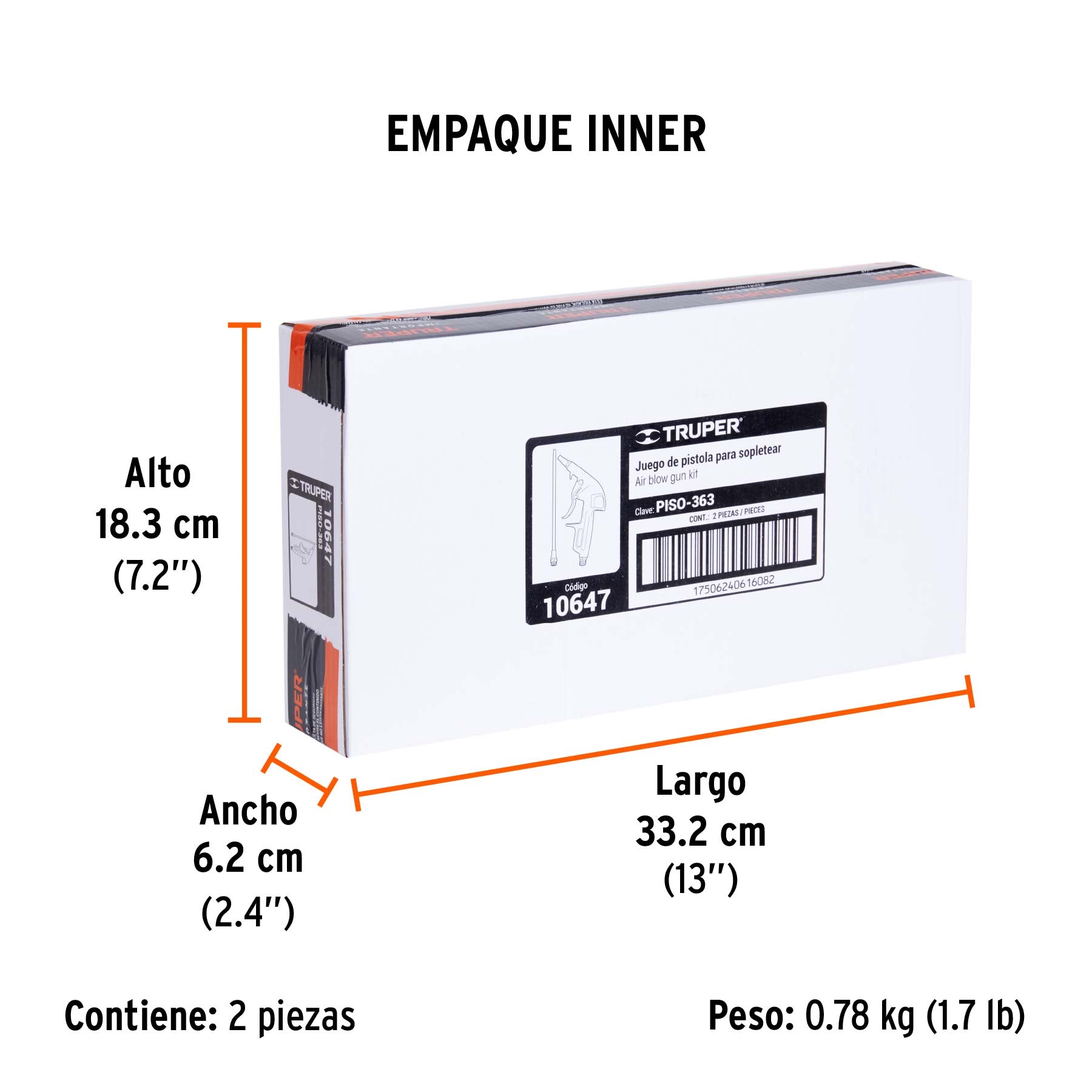 Pistola para sopletear con 2 boquillas