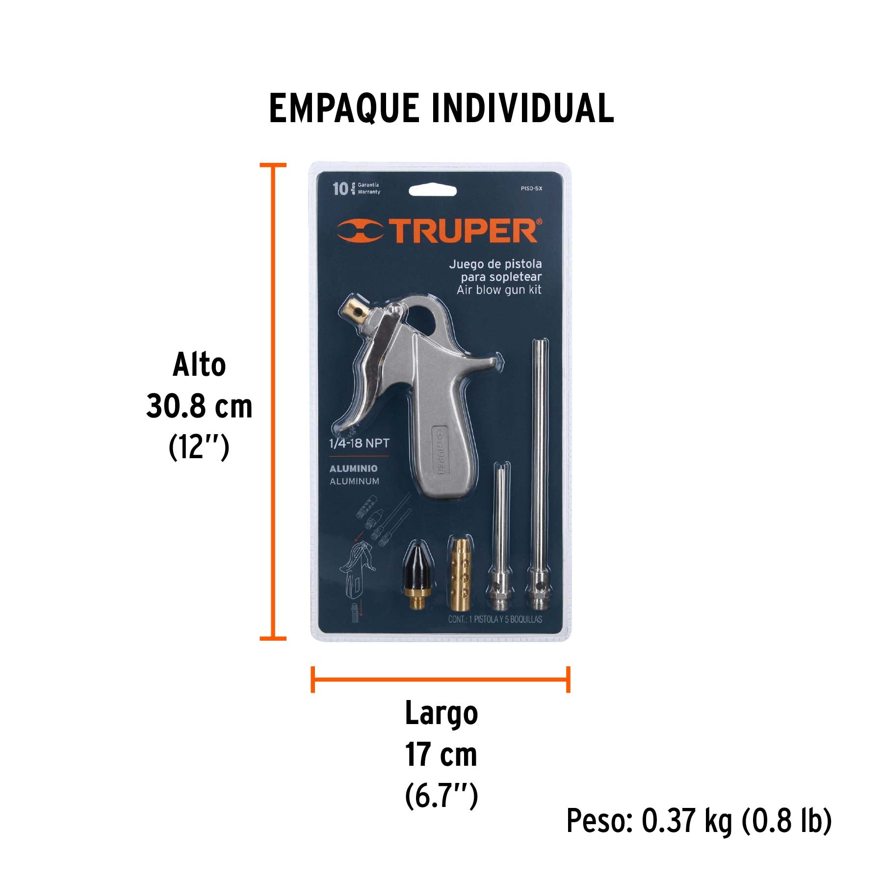 Juego de pistola para sopletear con 5 boquillas