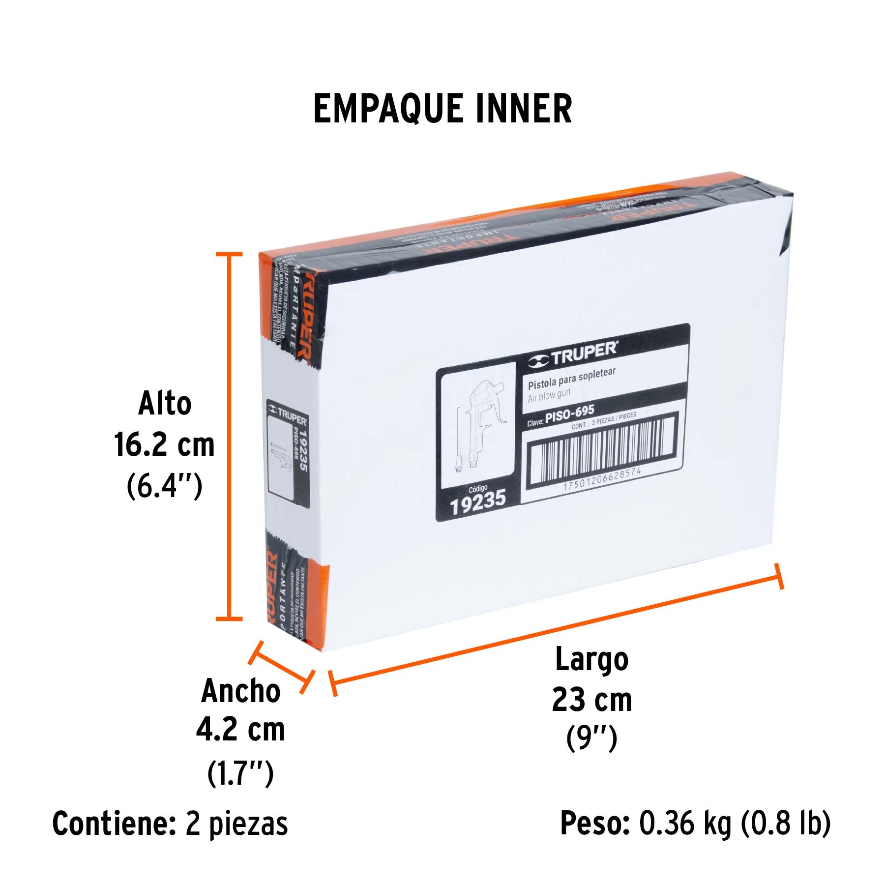 Pistola metálica para sopletear, con extensión de 4"
