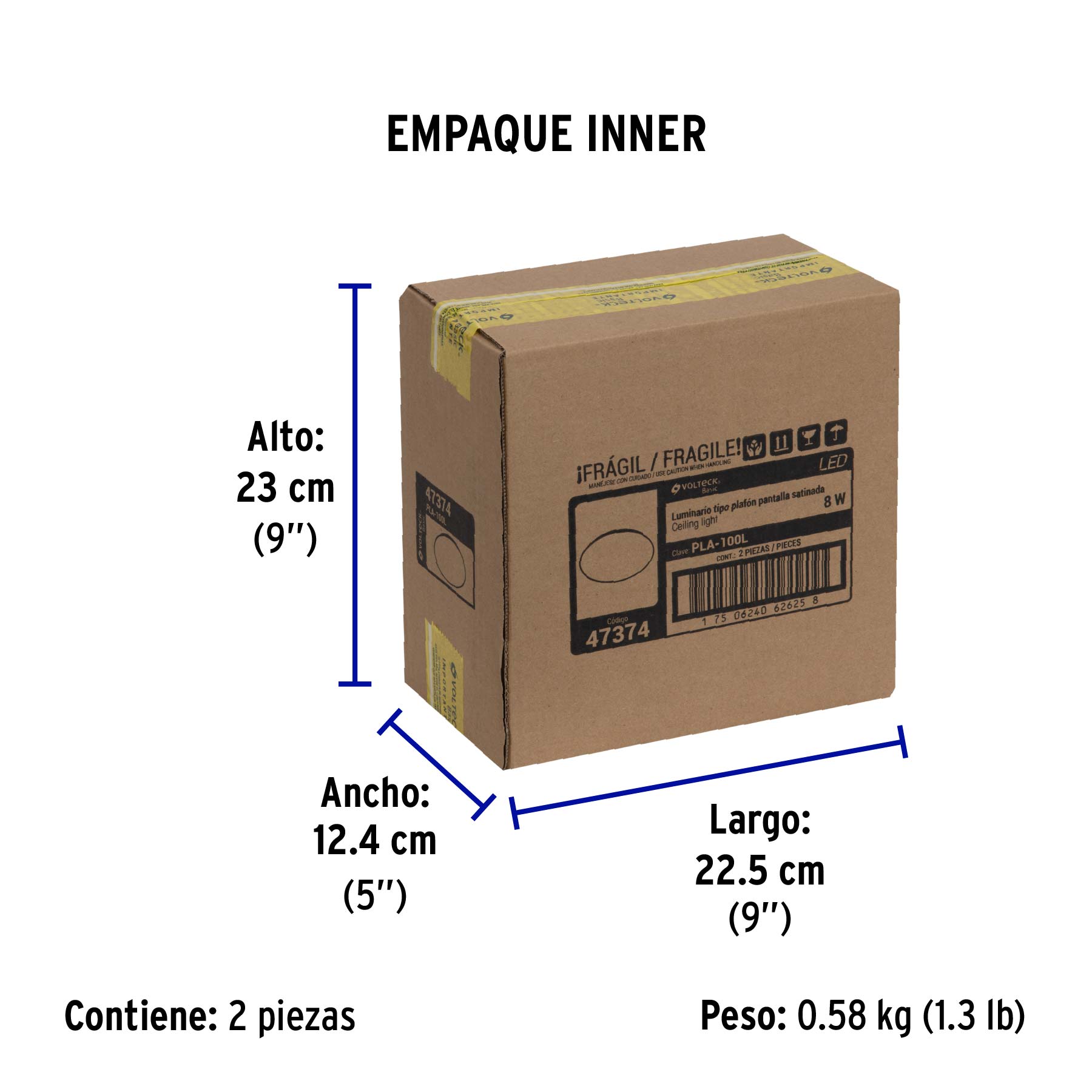 Luminario de LED de sobreponer tipo plafón, 8W, 600 lm