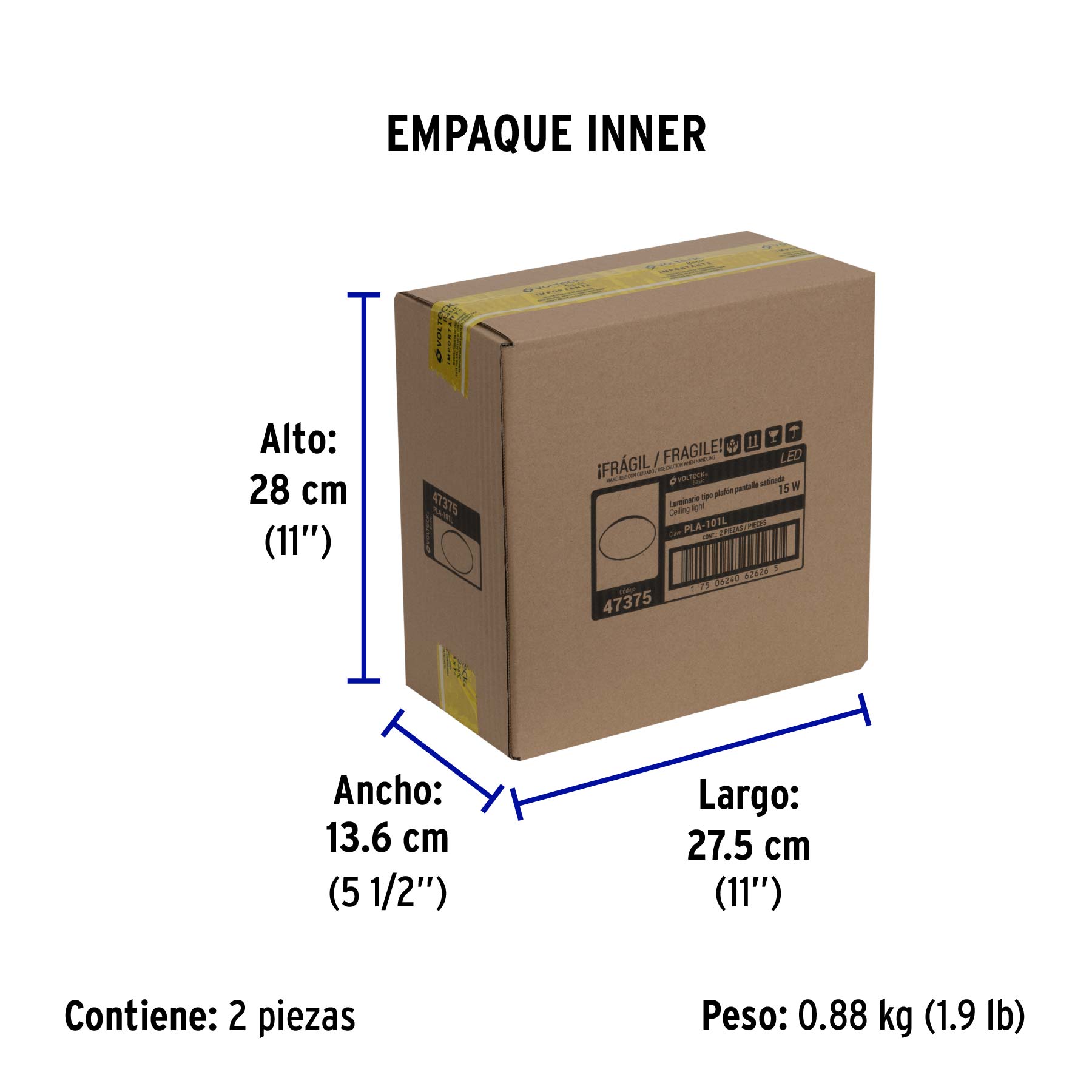 Luminario de LED de sobreponer tipo plafón, 15W, 1,300 lm