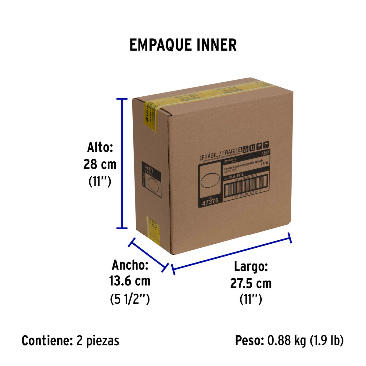 Luminario de LED de sobreponer tipo plafón, 15W, 1,300 lm