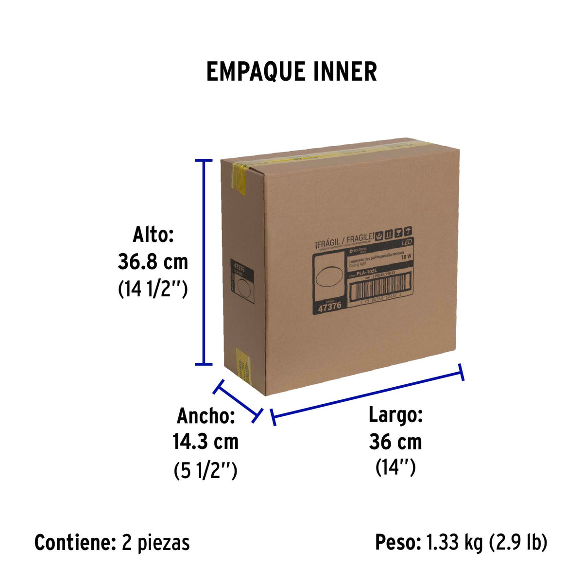 Luminario de LED de sobreponer tipo plafón, 18W, 1,400 lm