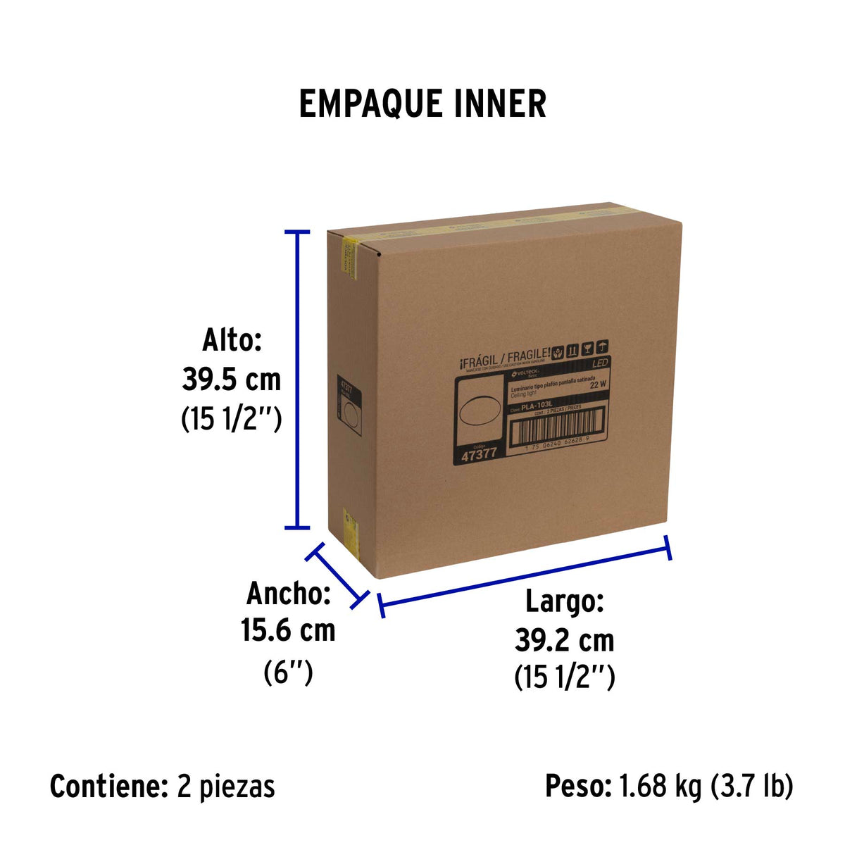 Luminario de LED de sobreponer tipo plafón, 22W, 1,600 lm