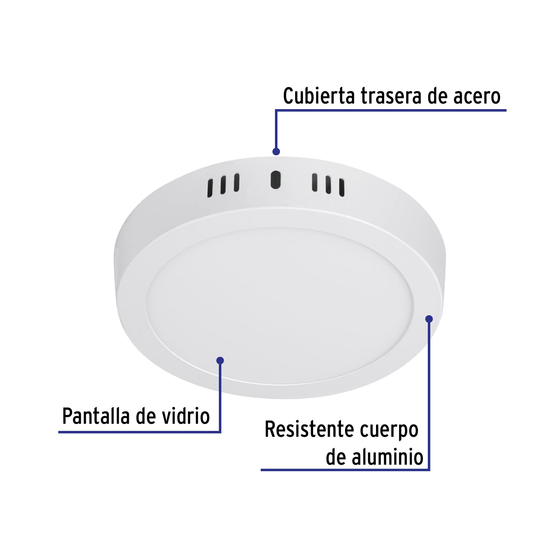 Luminario blanco de LED 12 W redondo tipo plafón luz cálida