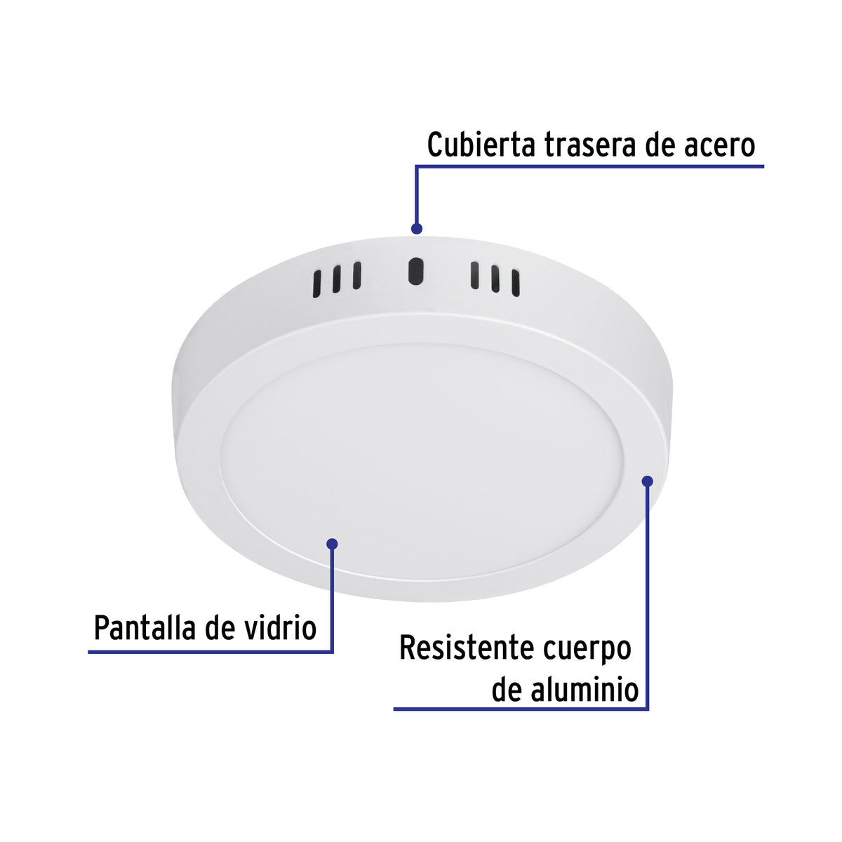 Luminario blanco de LED 12 W redondo tipo plafón luz cálida