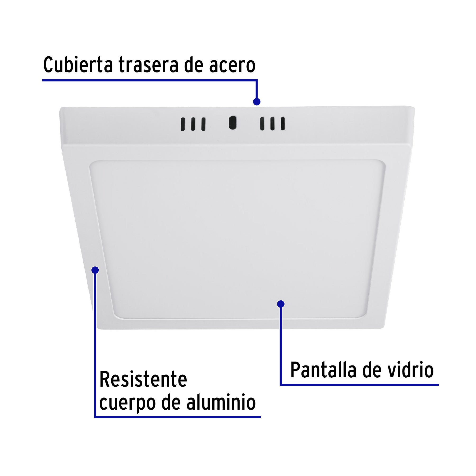 Plafón cuadrado, moderno, 18 W, 6500 K, LED, blanco