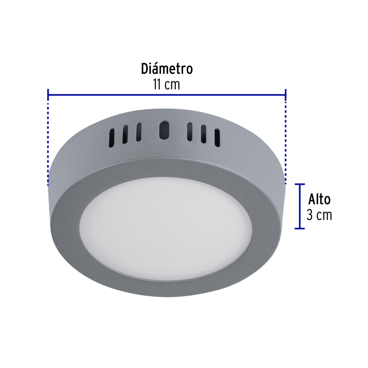 Plafón redondo, moderno, 6W, 6500K, LED, acabado gris