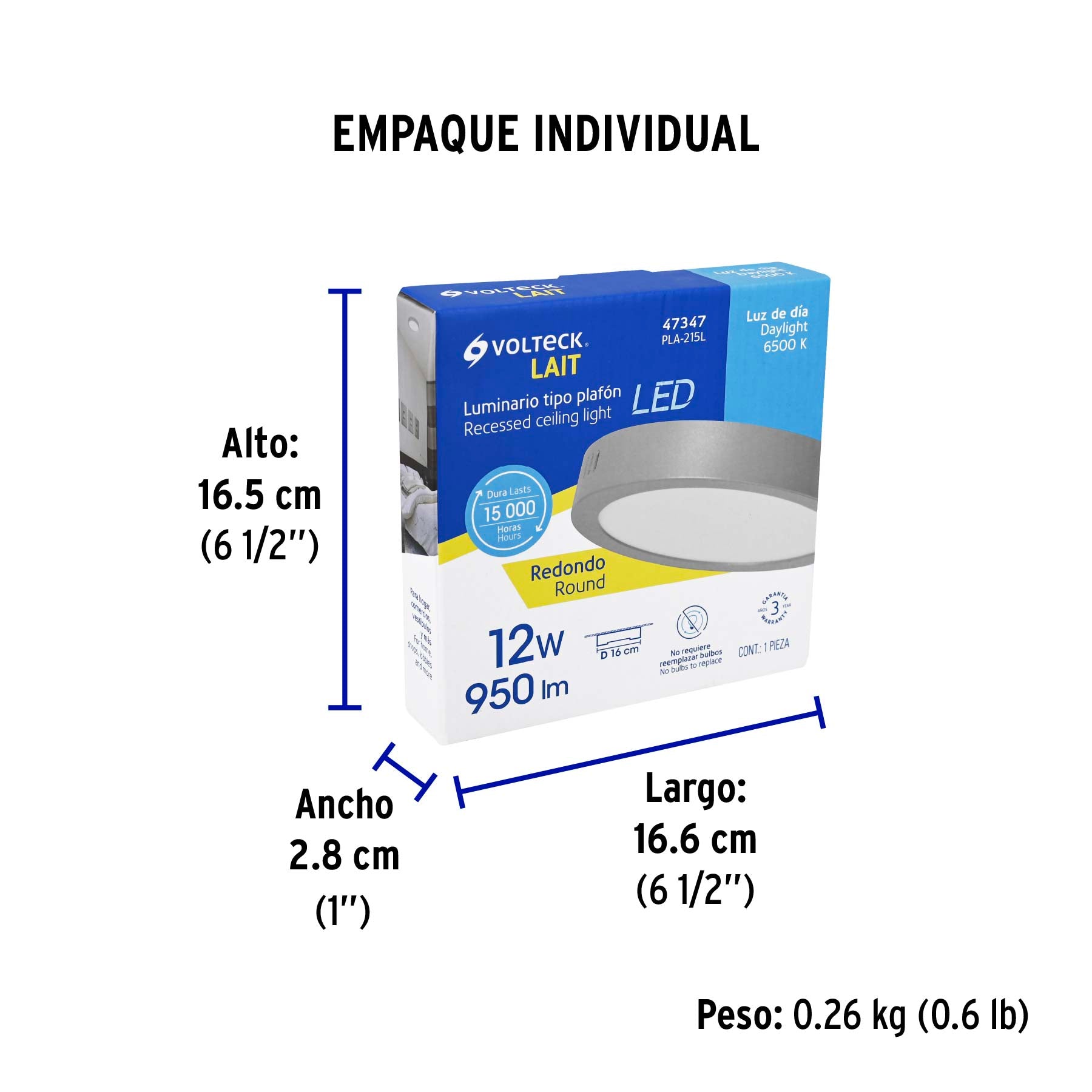Plafón redondo, moderno, 12 W, 6500K, LED, acabado gris
