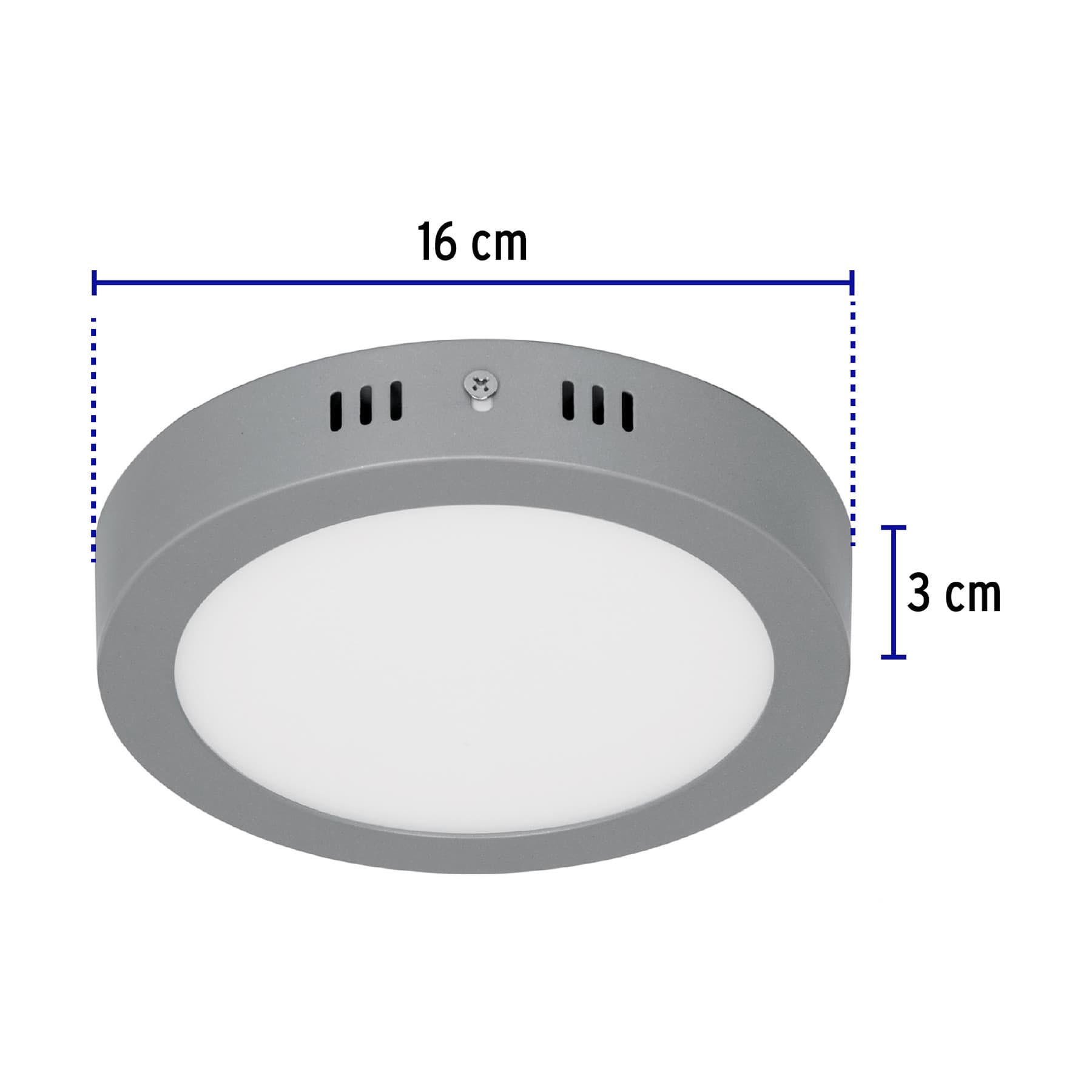 Plafón redondo, moderno, 12 W, 6500K, LED, acabado gris
