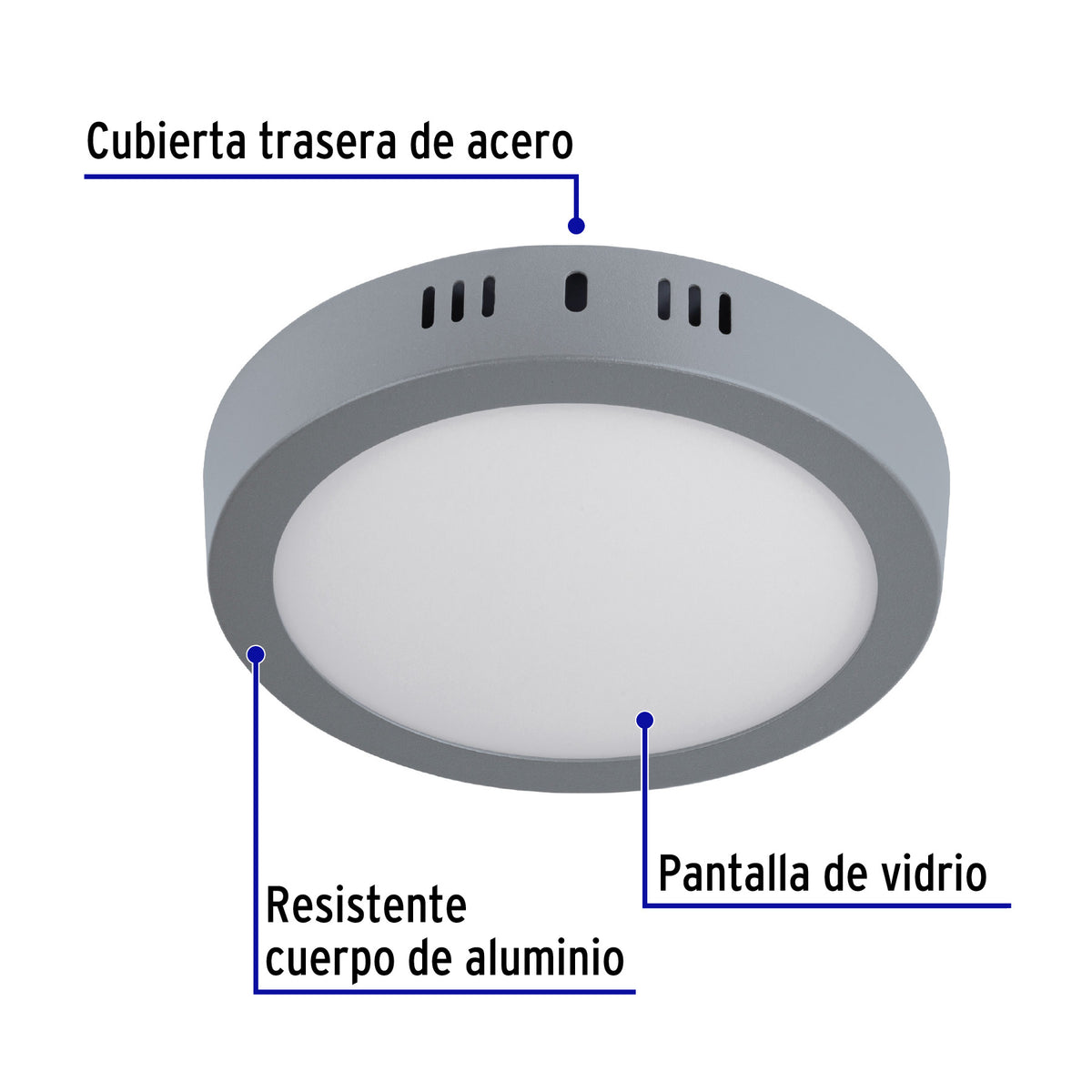 Plafón redondo, moderno, 12 W, 6500K, LED, acabado gris