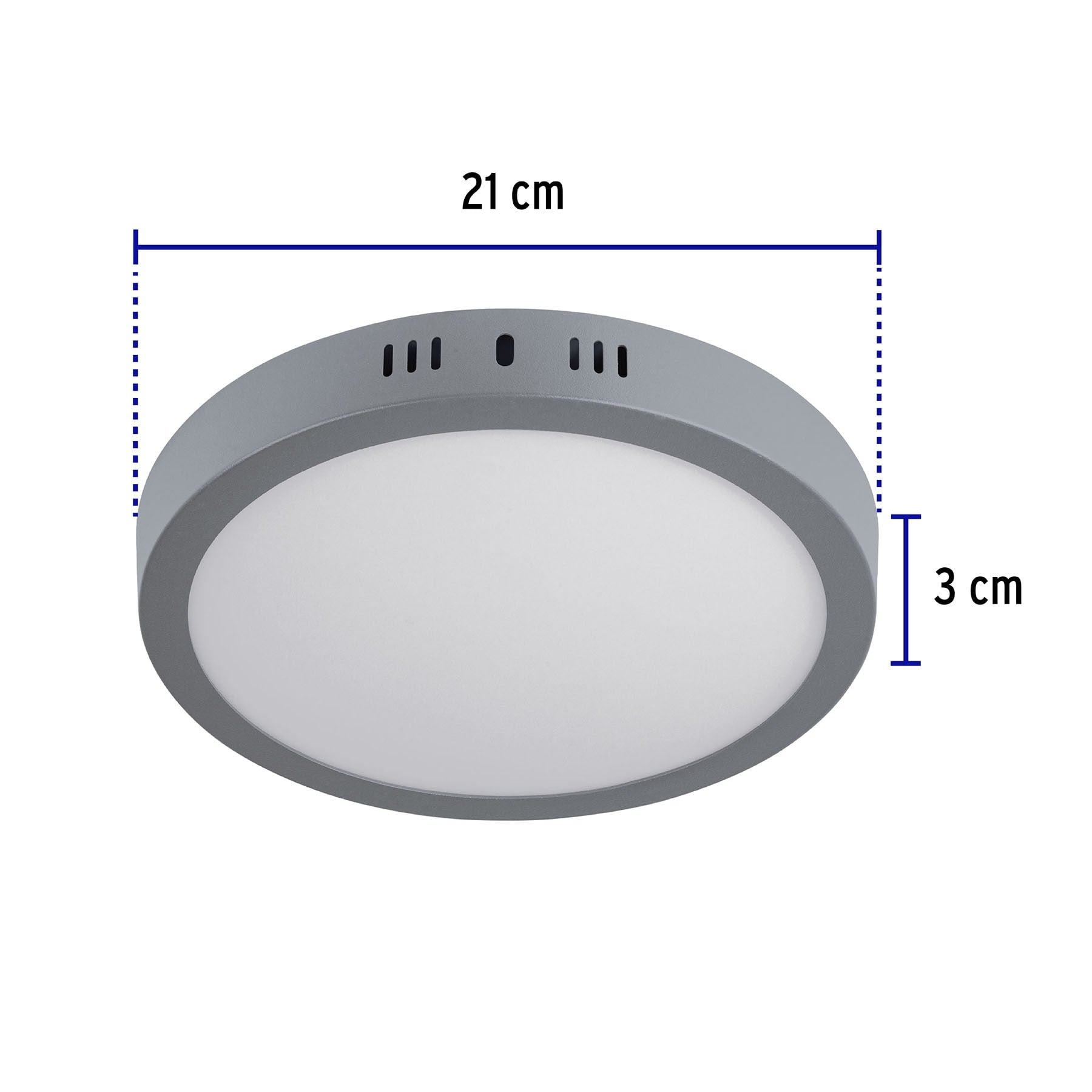 Plafón redondo, moderno, 18 W, 6500K, LED, acabado gris