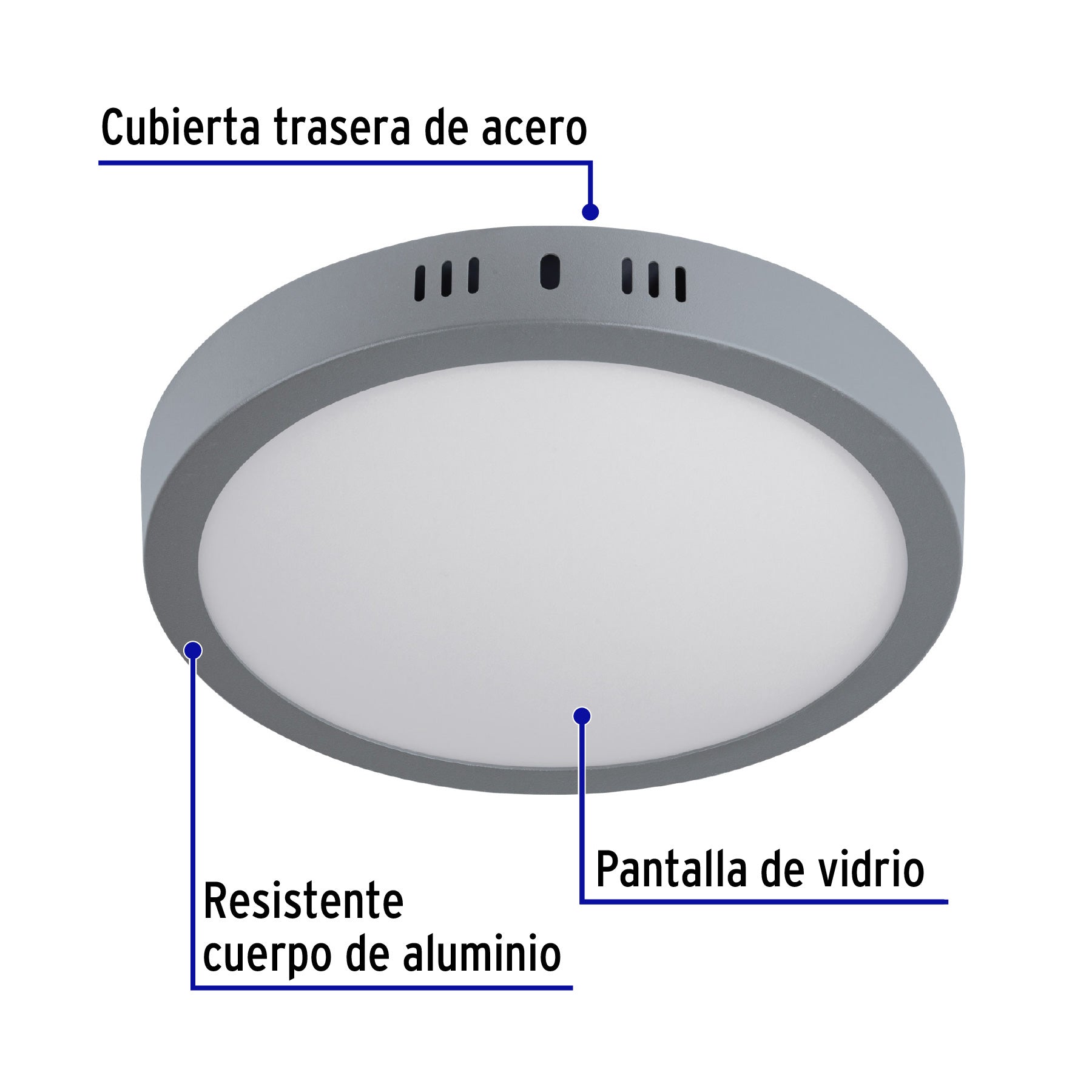 Plafón redondo, moderno, 18 W, 6500K, LED, acabado gris