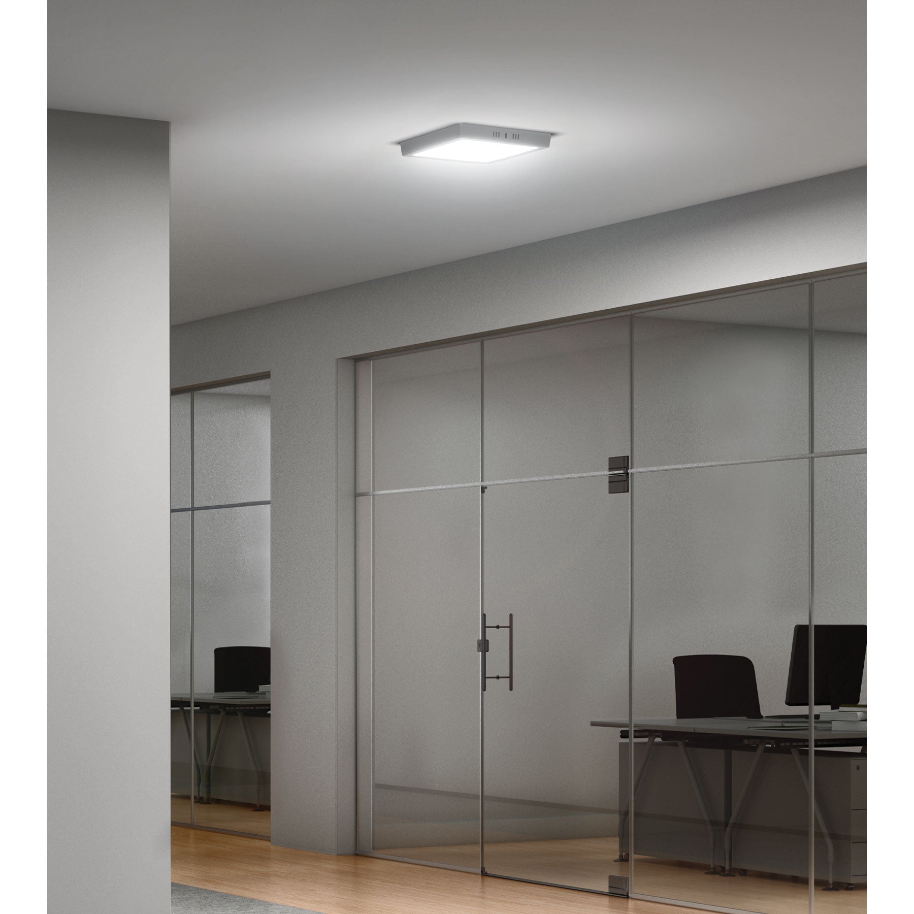 Plafón cuadrado, moderno, 12 W, 6500 K, LED, gris