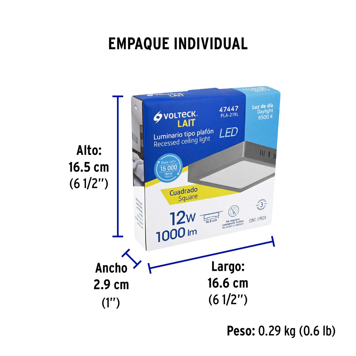 Plafón cuadrado, moderno, 12 W, 6500 K, LED, gris