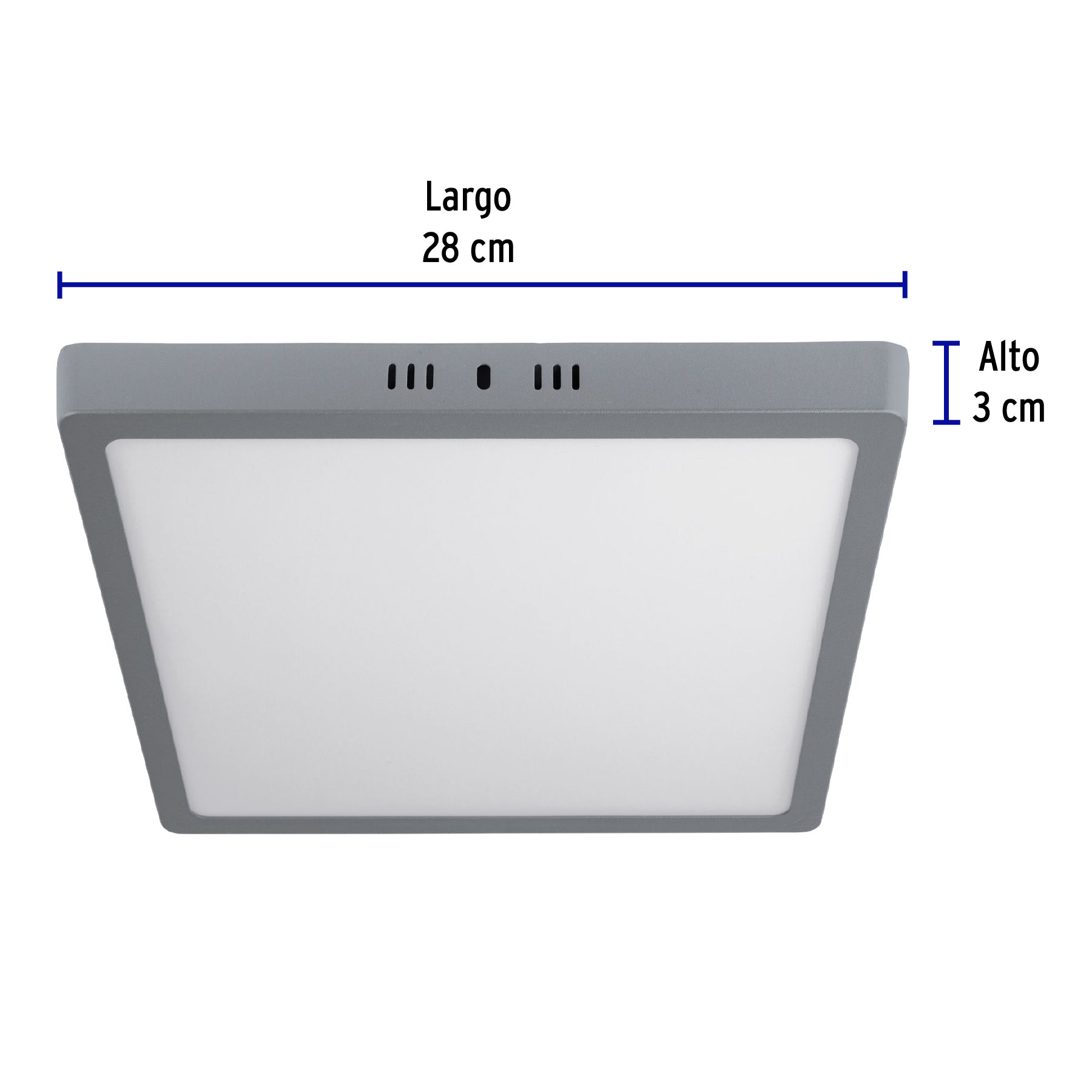 Plafón cuadrado, moderno, 24 W, 6500 K, LED, gris
