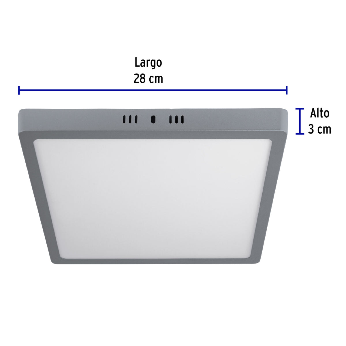Plafón cuadrado, moderno, 24 W, 6500 K, LED, gris