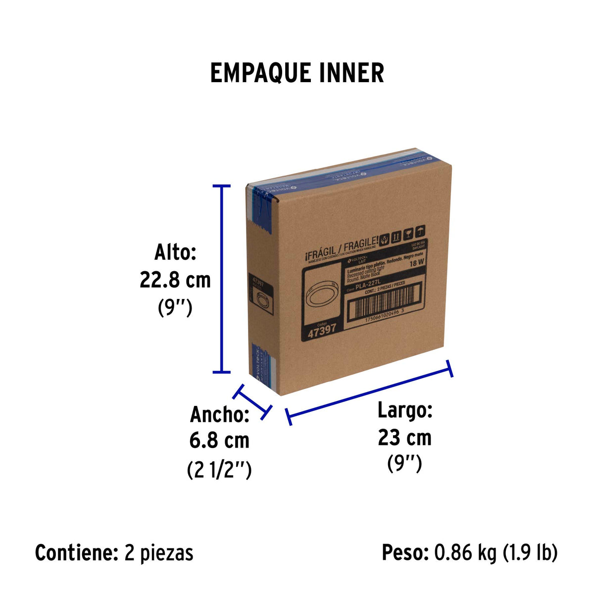 Luminario de LED 18 W redondo tipo plafón luz de día, negro