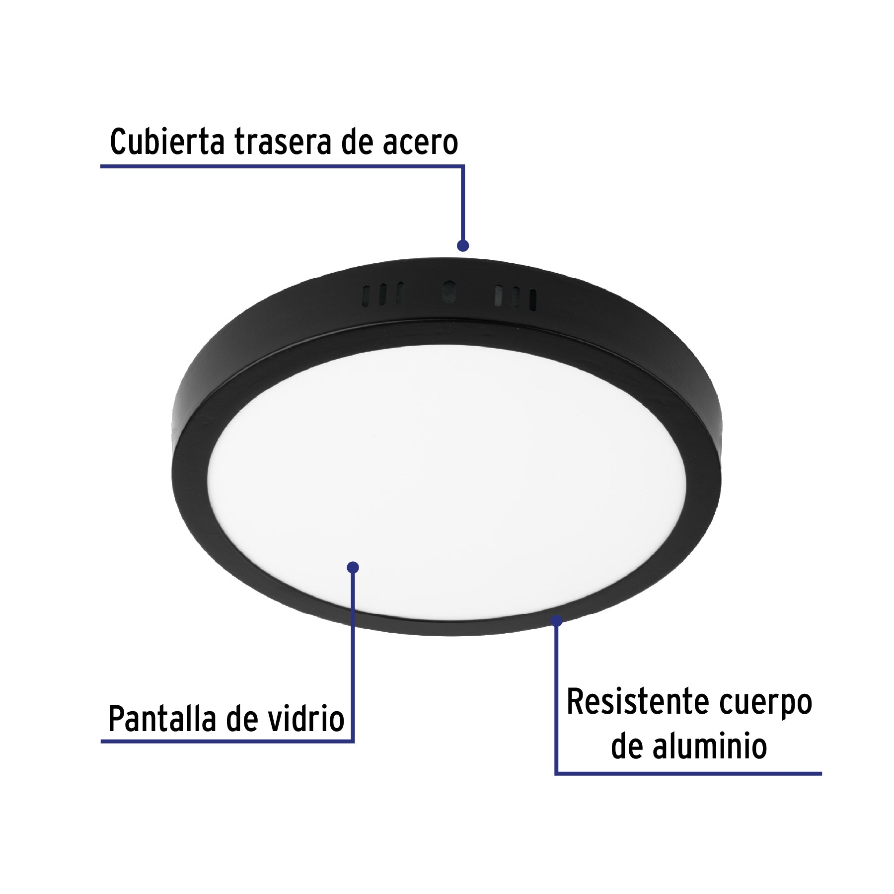 Luminario de LED 18 W redondo tipo plafón luz de día, negro