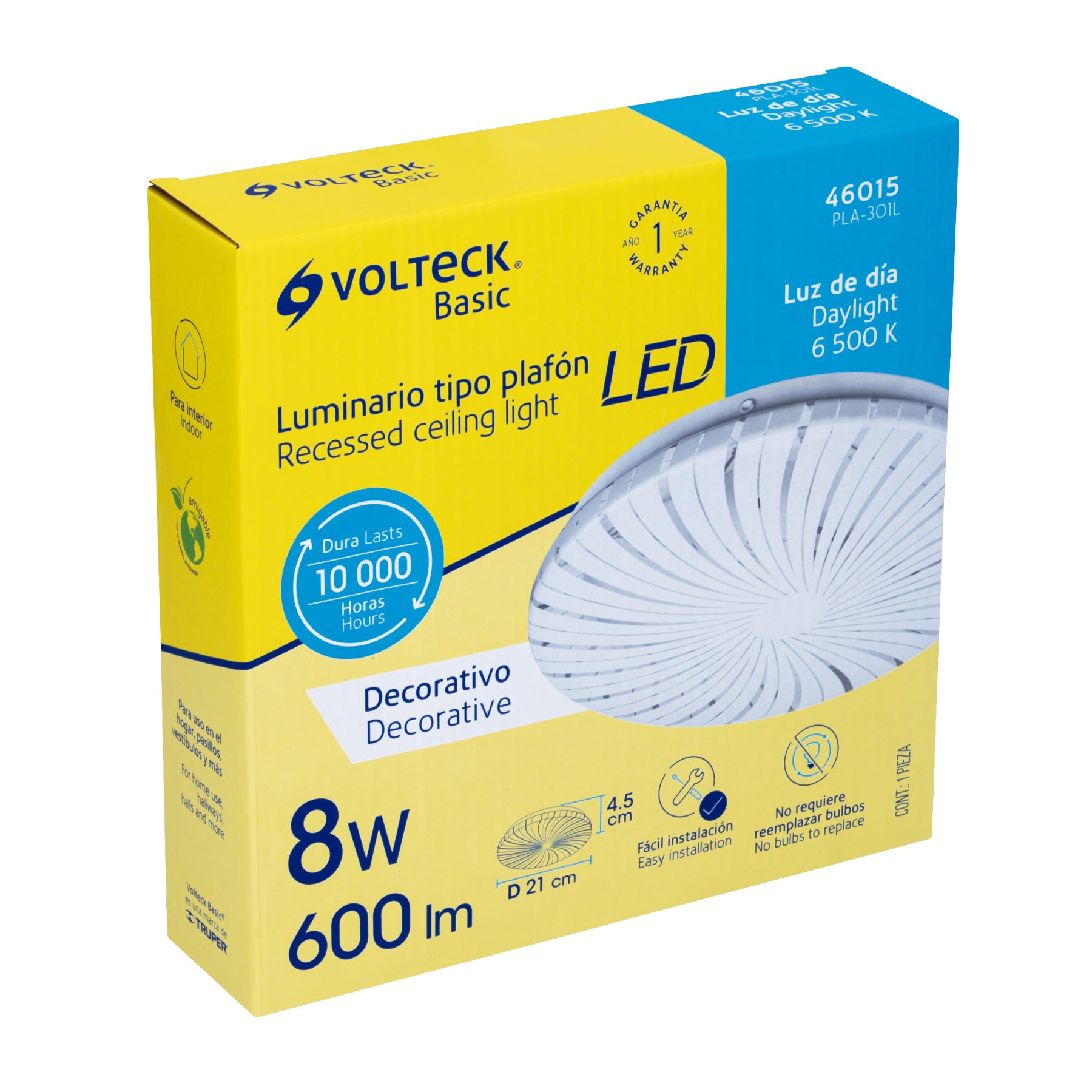 Plafón redondo, decorativo, 8W, 6500K, LED