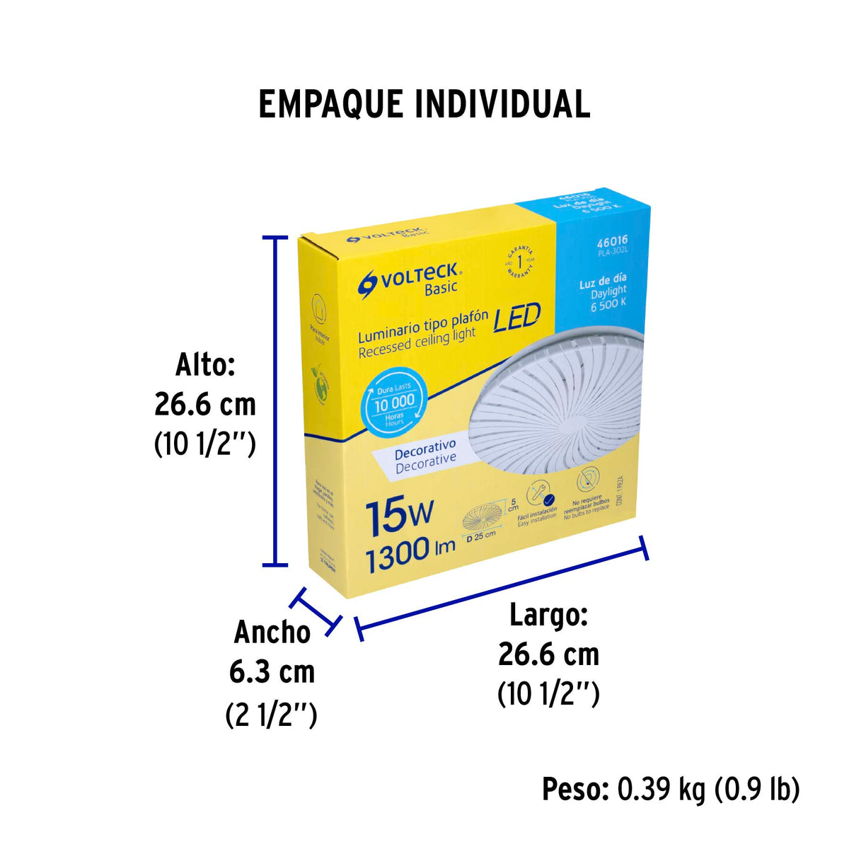 Plafón redondo, decorativo, 15W, 6500K, LED