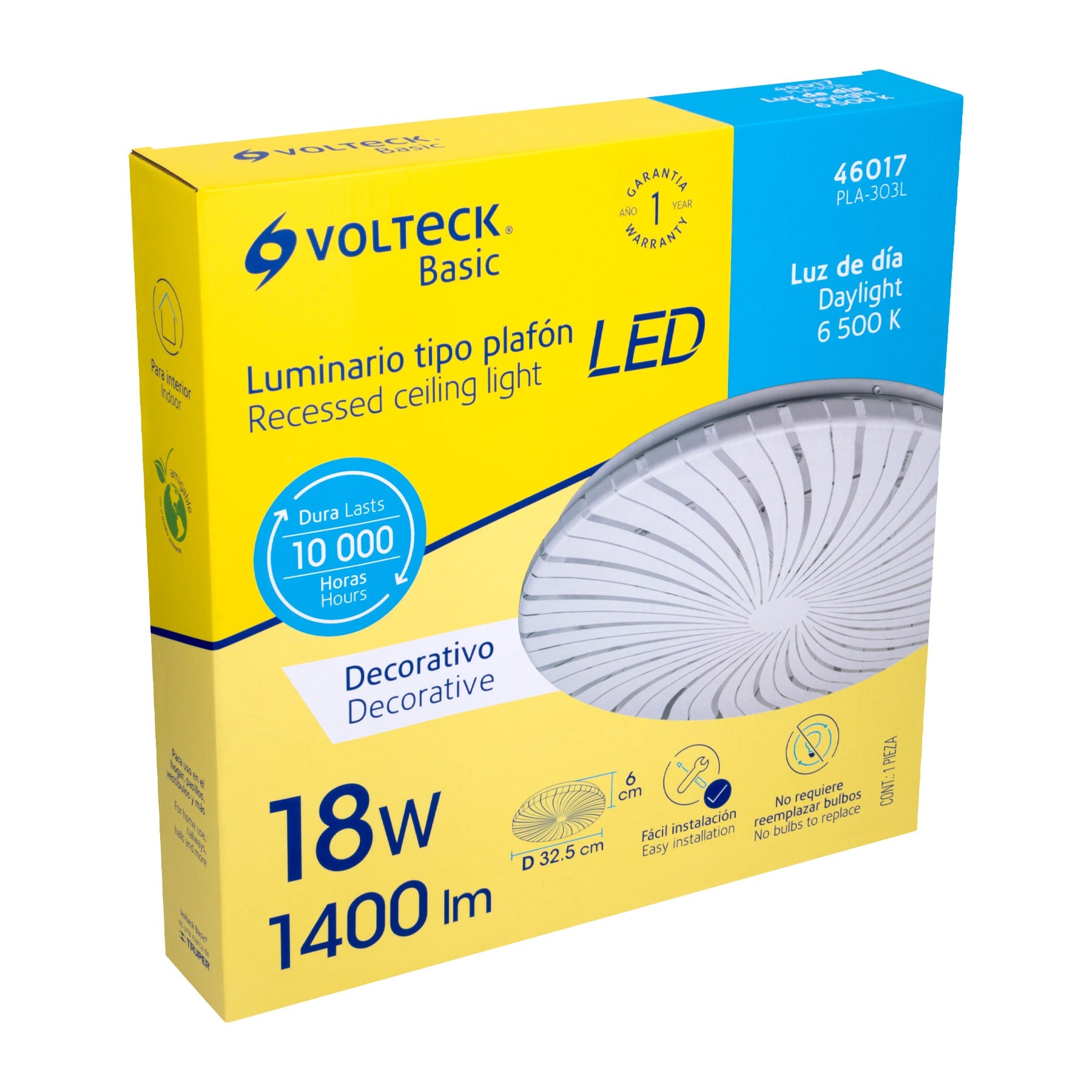 Plafón redondo, decorativo, 18W, 6500K, LED