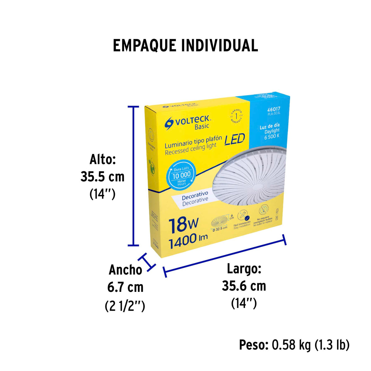Plafón redondo, decorativo, 18W, 6500K, LED