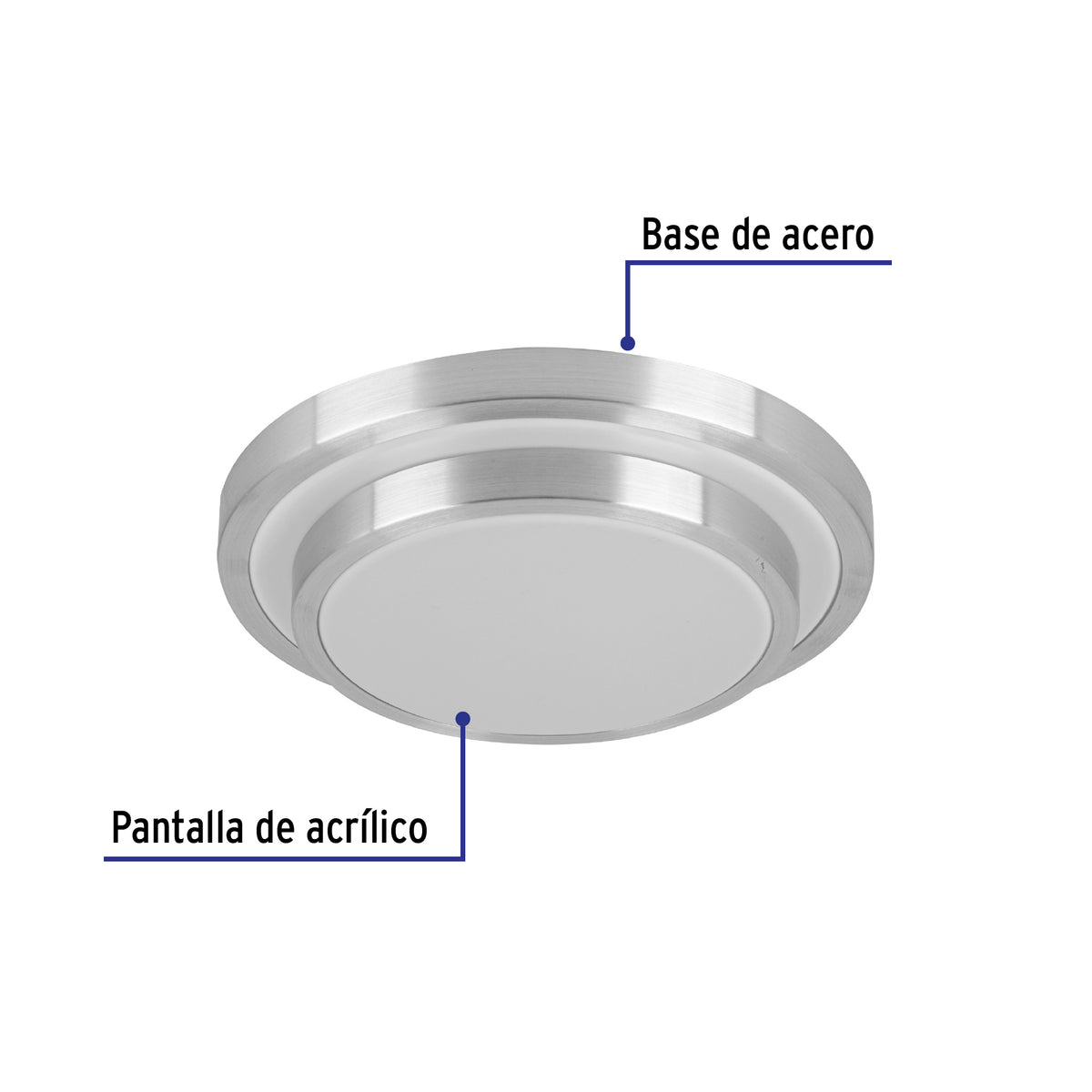 Luminario LED 18 W plafón decorativo metálico luz día, Basic