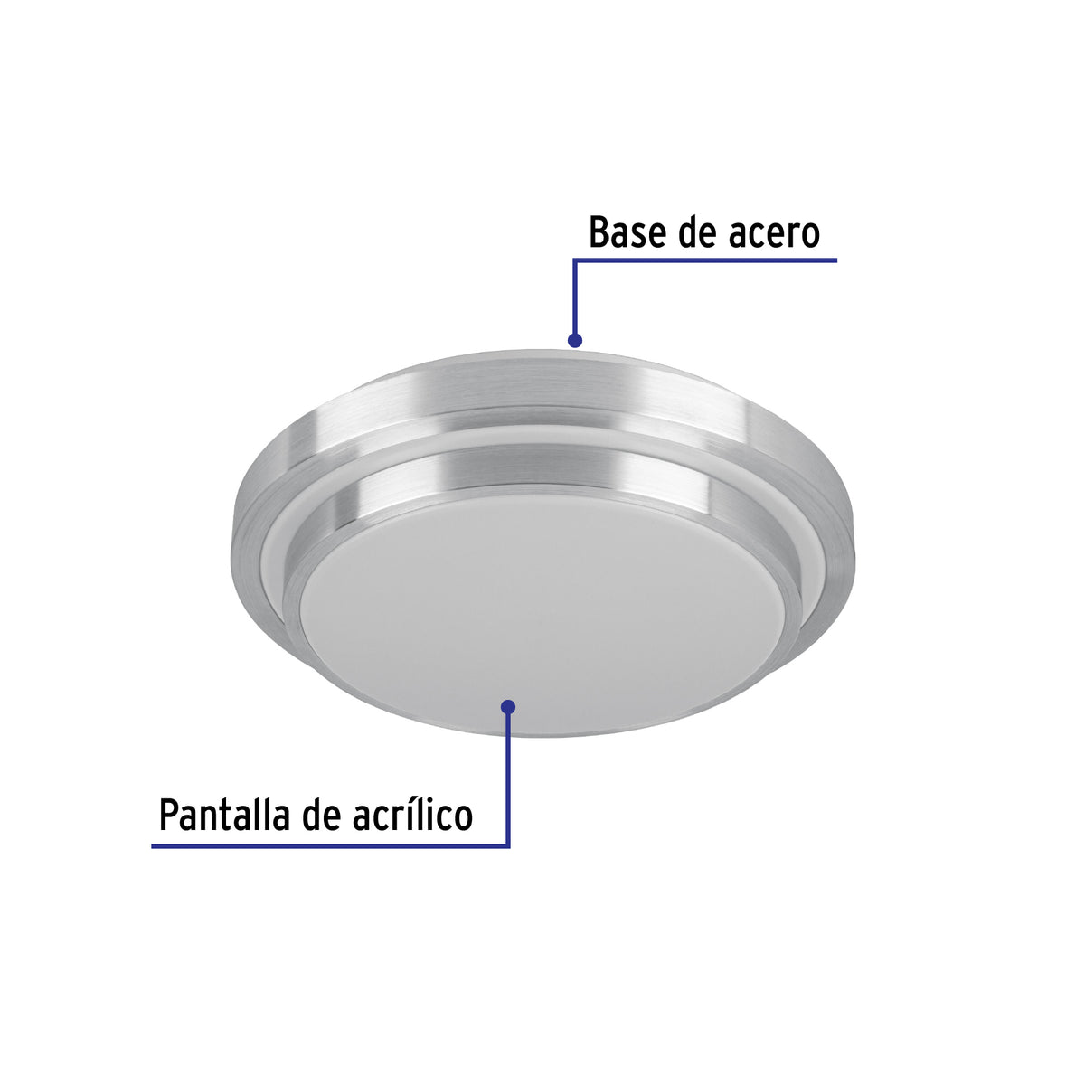 Luminario LED 24 W plafón decorativo metálico luz día, Basic