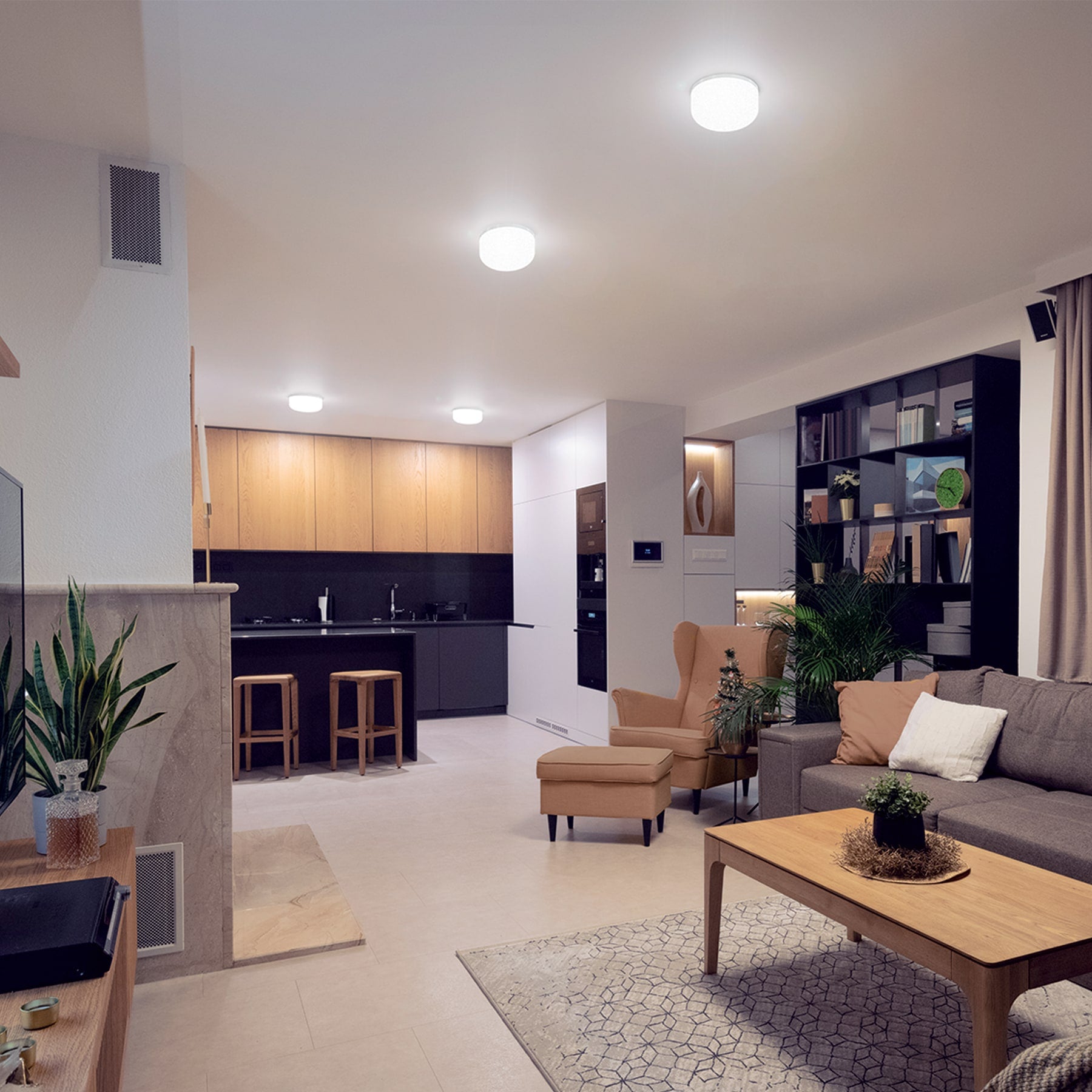 Luminario de LED 15 W tipo plafón, base E26, luz de día