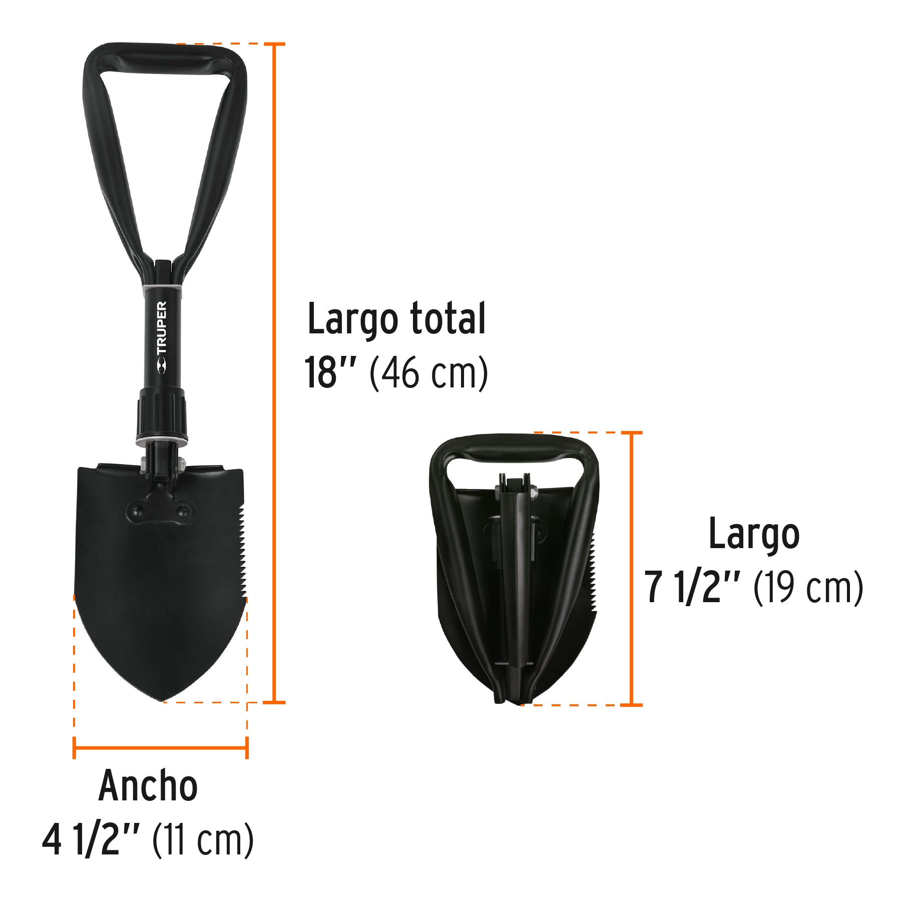 Pala plegable, 18"