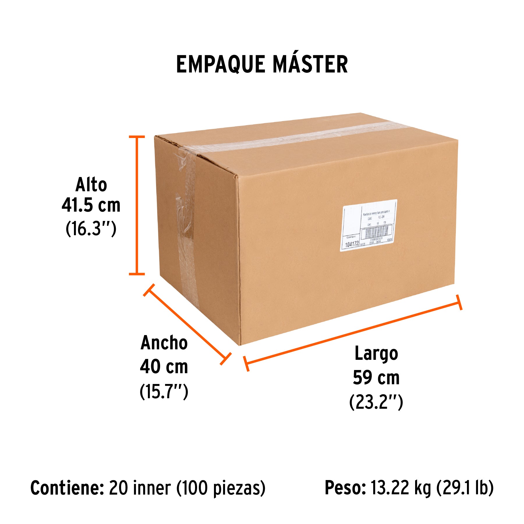 Bolsa con par de plantillas memory foam p/zapato talla 28