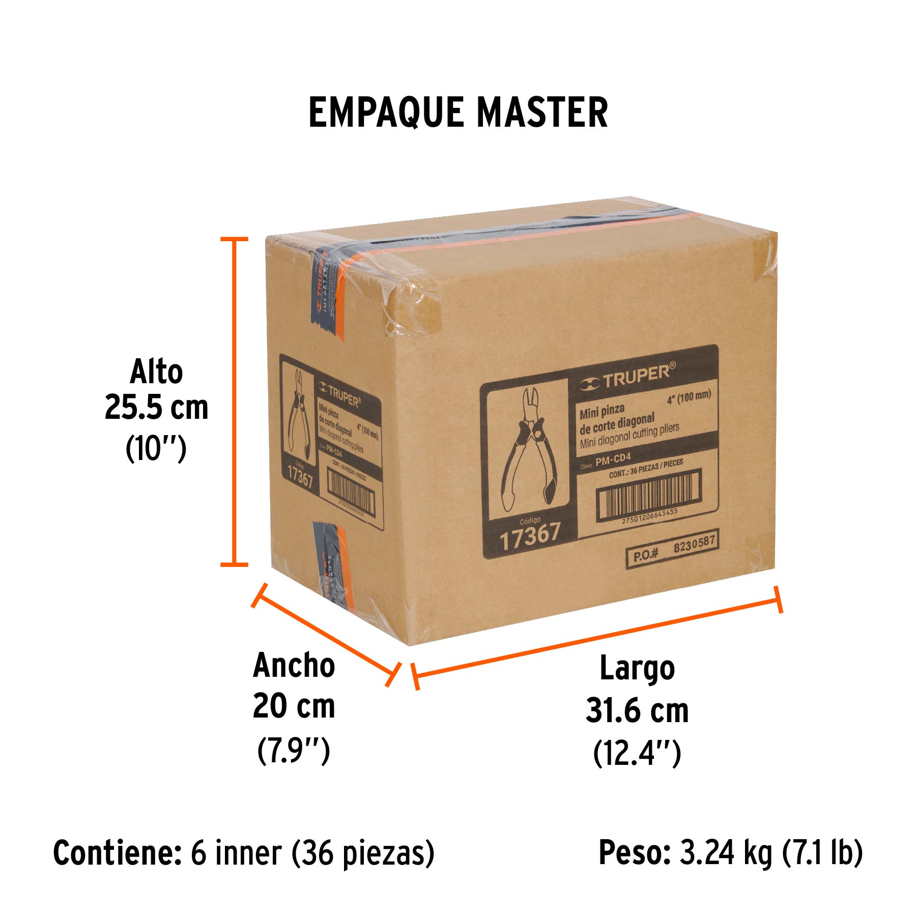 Pinza miniatura corte diagonal 4", mango comfort grip