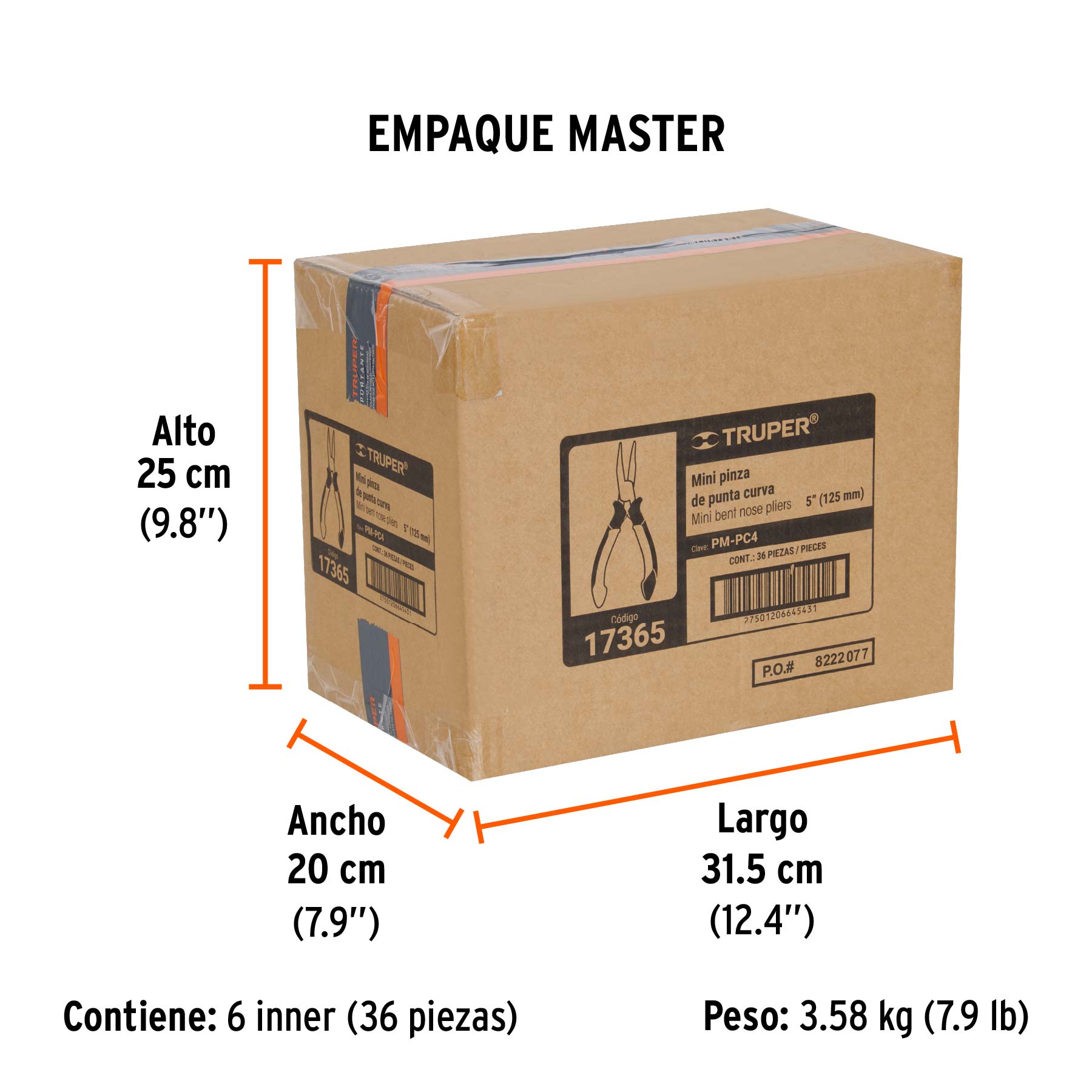 Pinza de punta curva 5", mango comfort grip