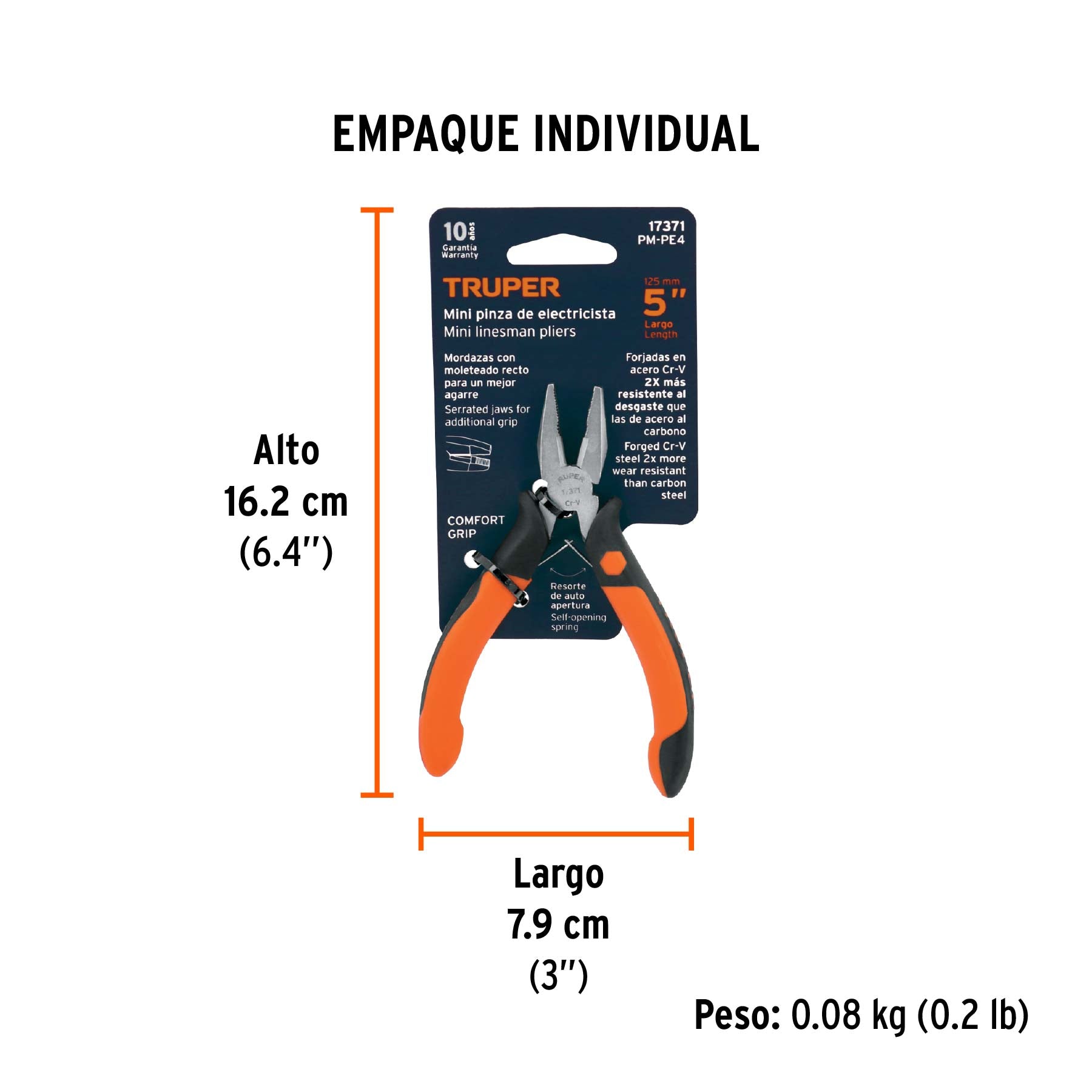 Pinza de electricista 5", mango Comfort Grip