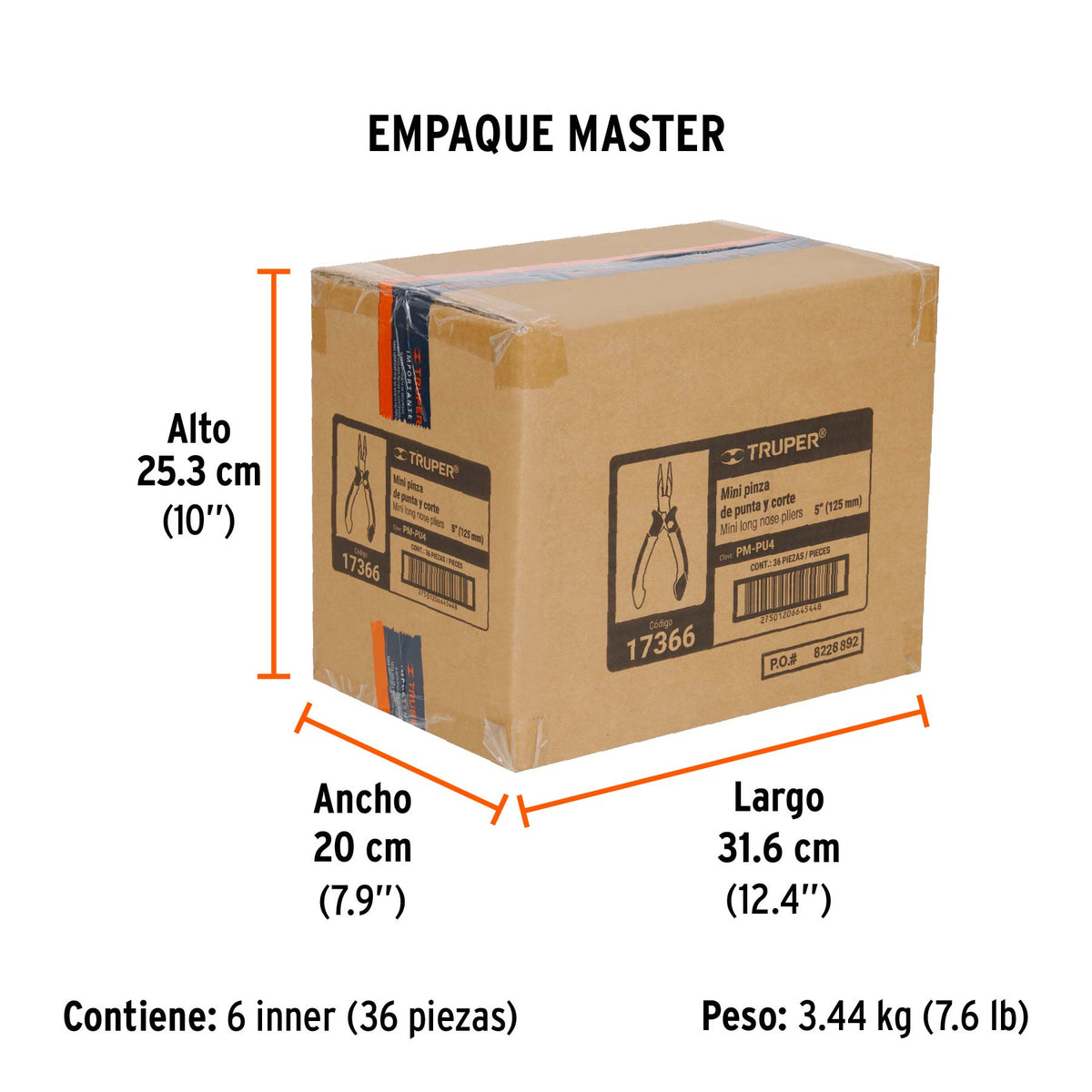 Pinza de punta y corte 5", mango comfort grip