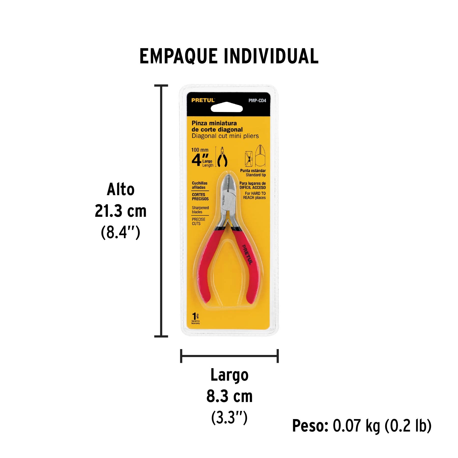Pinza miniatura corte diagonal 4", pretul