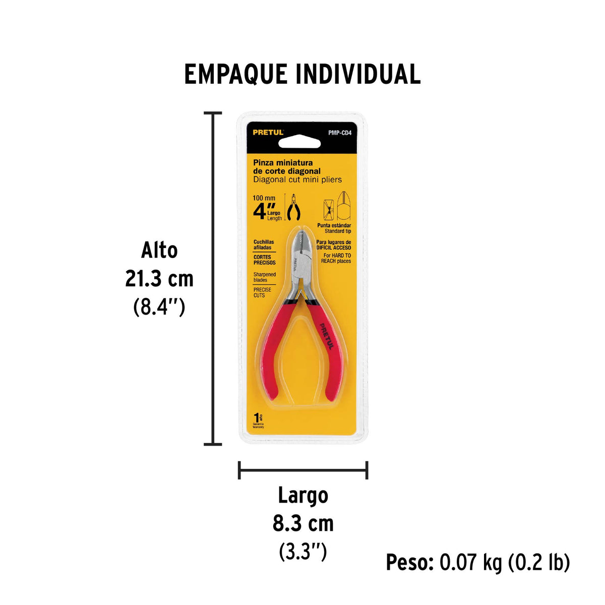 Pinza miniatura corte diagonal 4", pretul