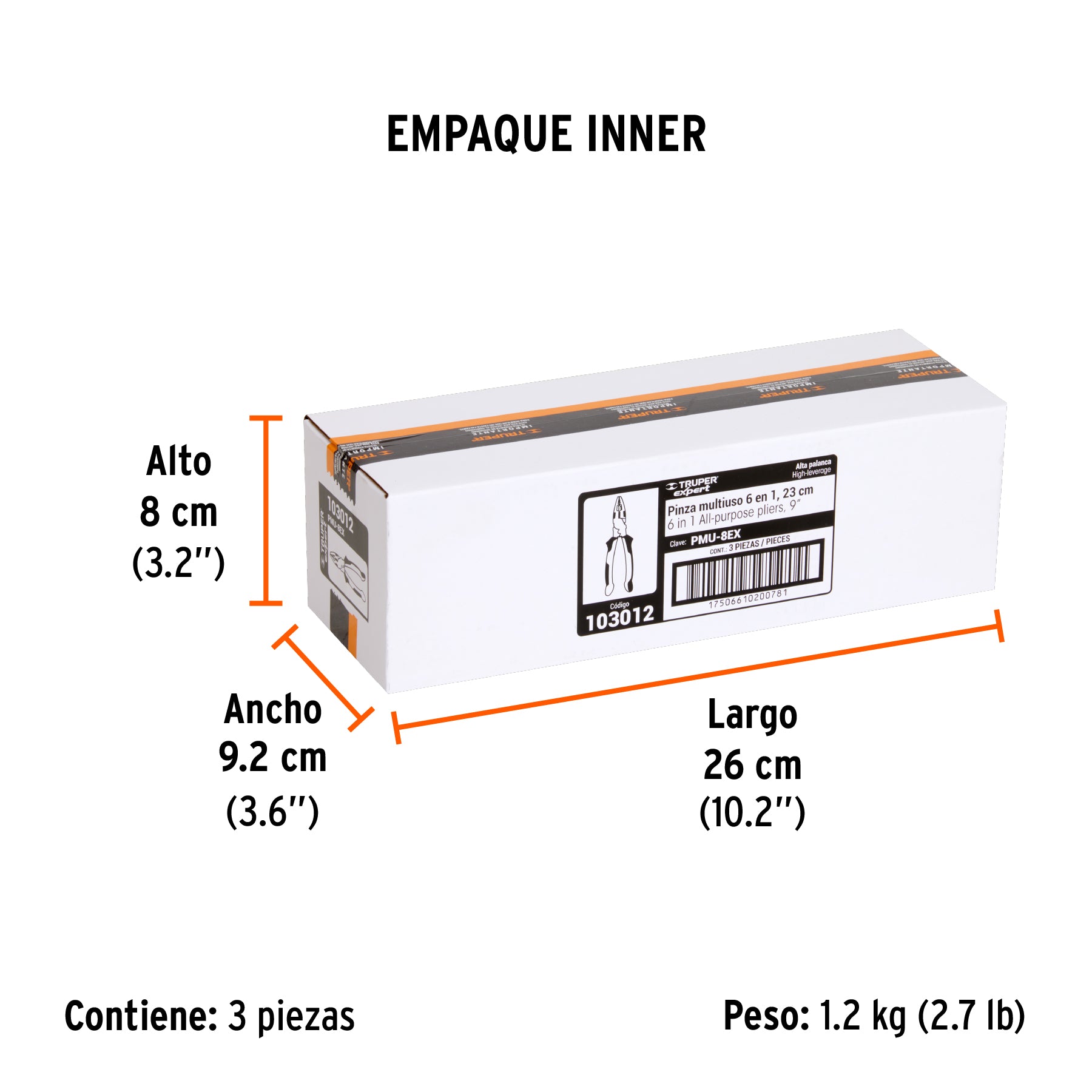 Pinza multiuso 8' electricista, comfort grip, Truper Expert