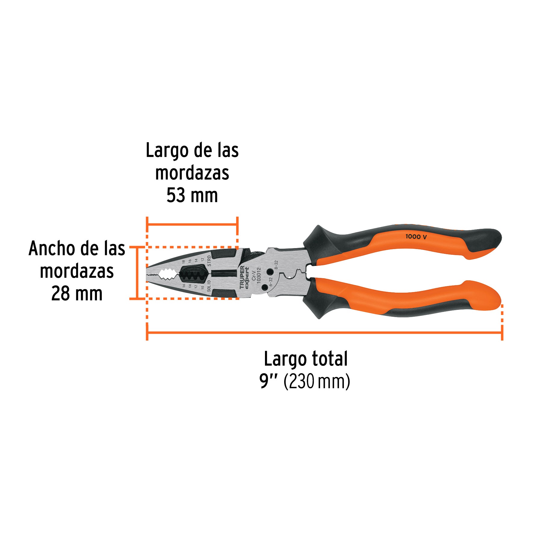 Pinza multiuso 8' electricista, comfort grip, Truper Expert