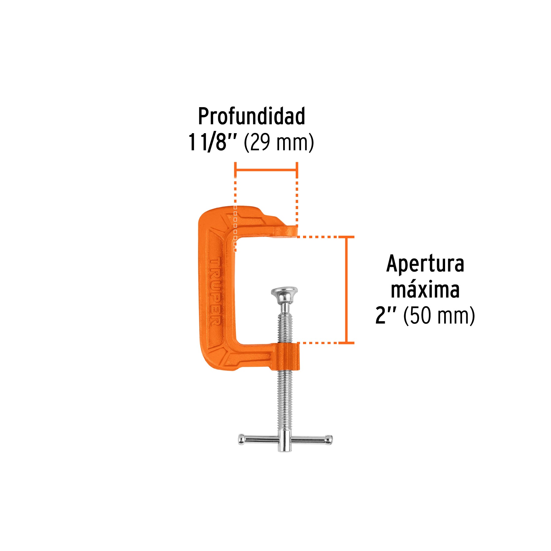 Prensa de hierro nodular para carpintería, 2"