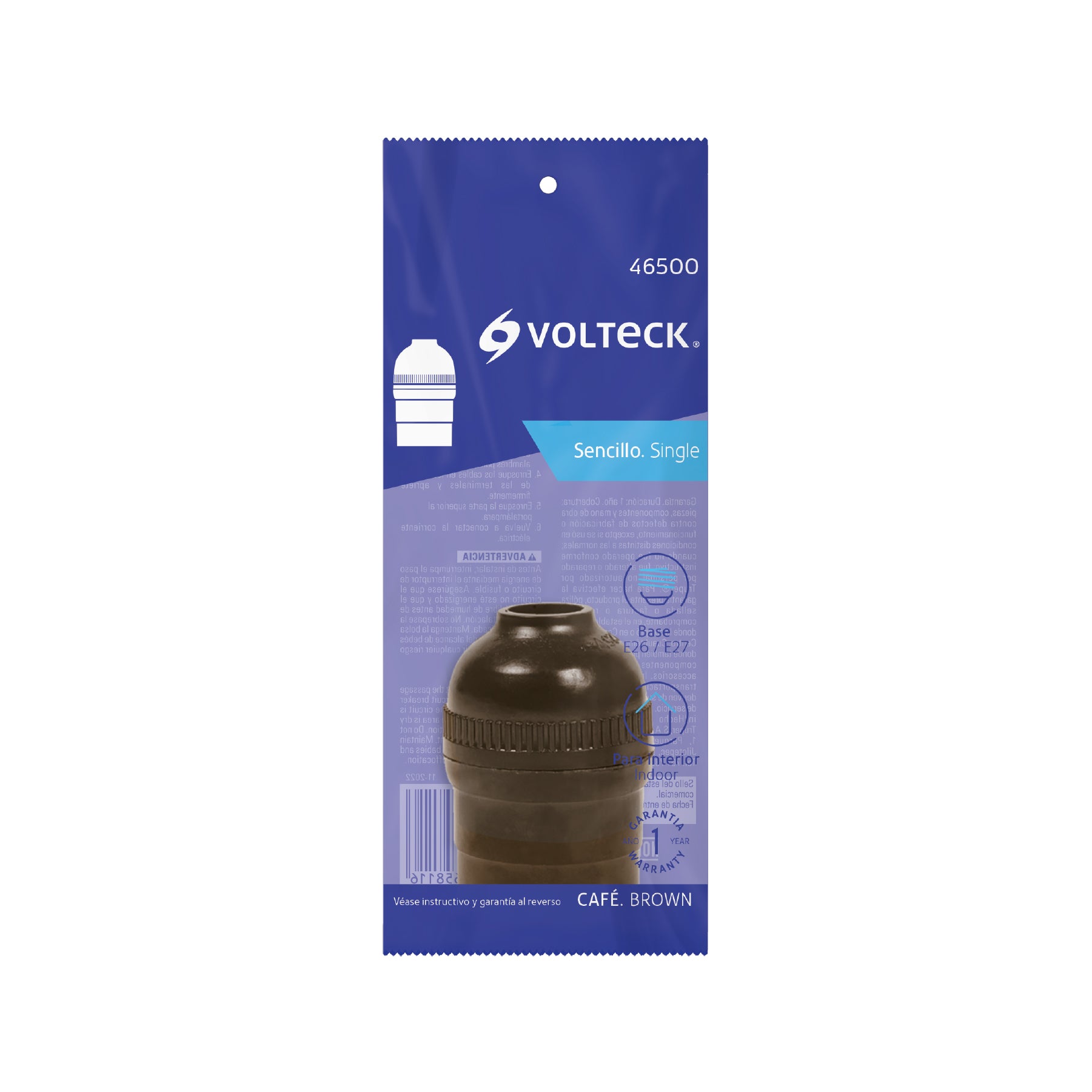 Portalámpara de baquelita, sencillo, Volteck