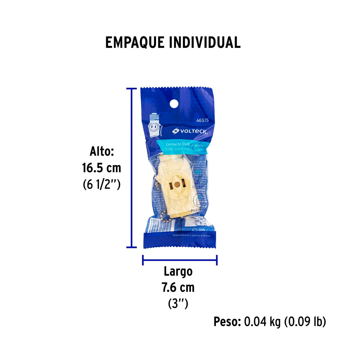 Portalámpara de baquelita, con interruptor de cadena,Volteck.
