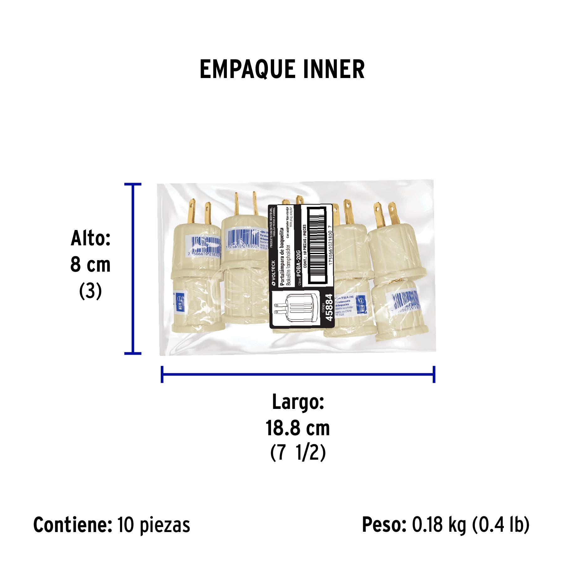 Portalámpara de baquelita, con adaptador a granel, VOLTECK