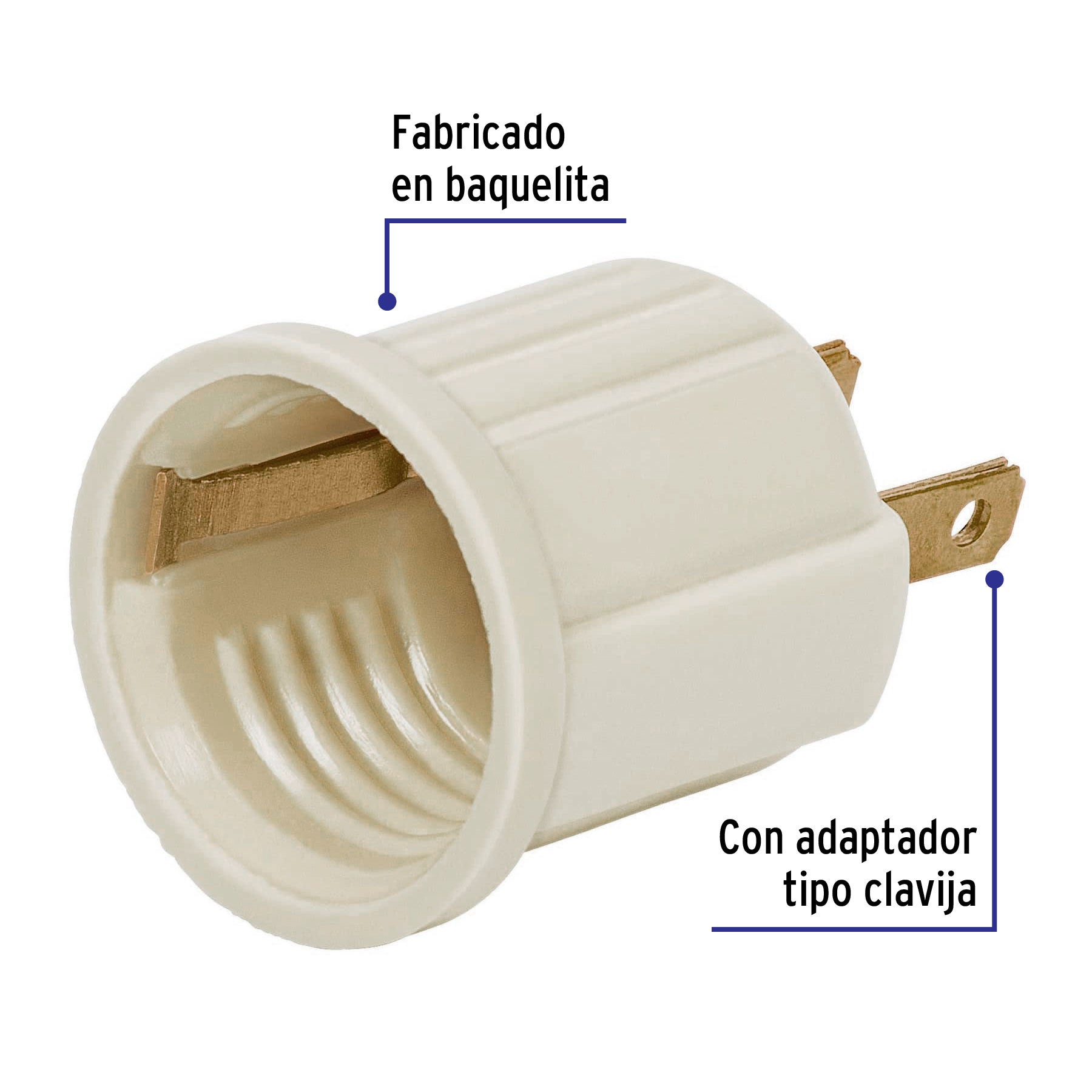 Portalámpara de baquelita, con adaptador a granel, VOLTECK